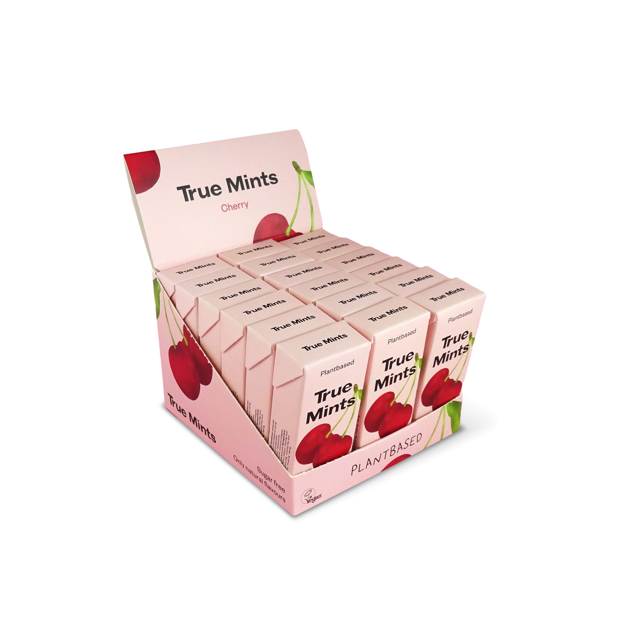 True Mints Caramelos Veganos Sabor Cereza Pack 18 Cajitas Sin Azucar Aromas Naturales