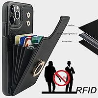 Vista 5 de Folosu Funda compatible con iPhone 11 Pro Max con soporte para tarjetas, rotación de 360°, soporte de anillo de dedo con función atril, protección