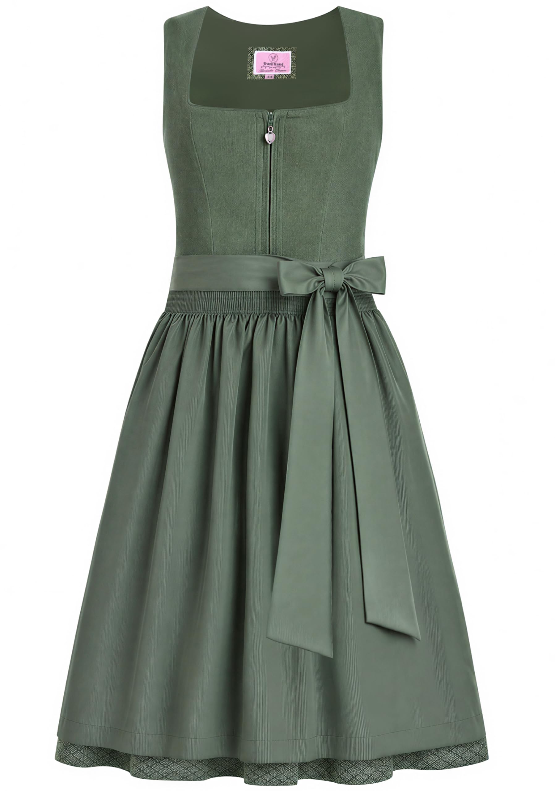 Dirndl Damen Cord Oktoberfest Trachtenkleid Midi Trachtenrock Rocklänge 70 cm Grün Gr.34-44