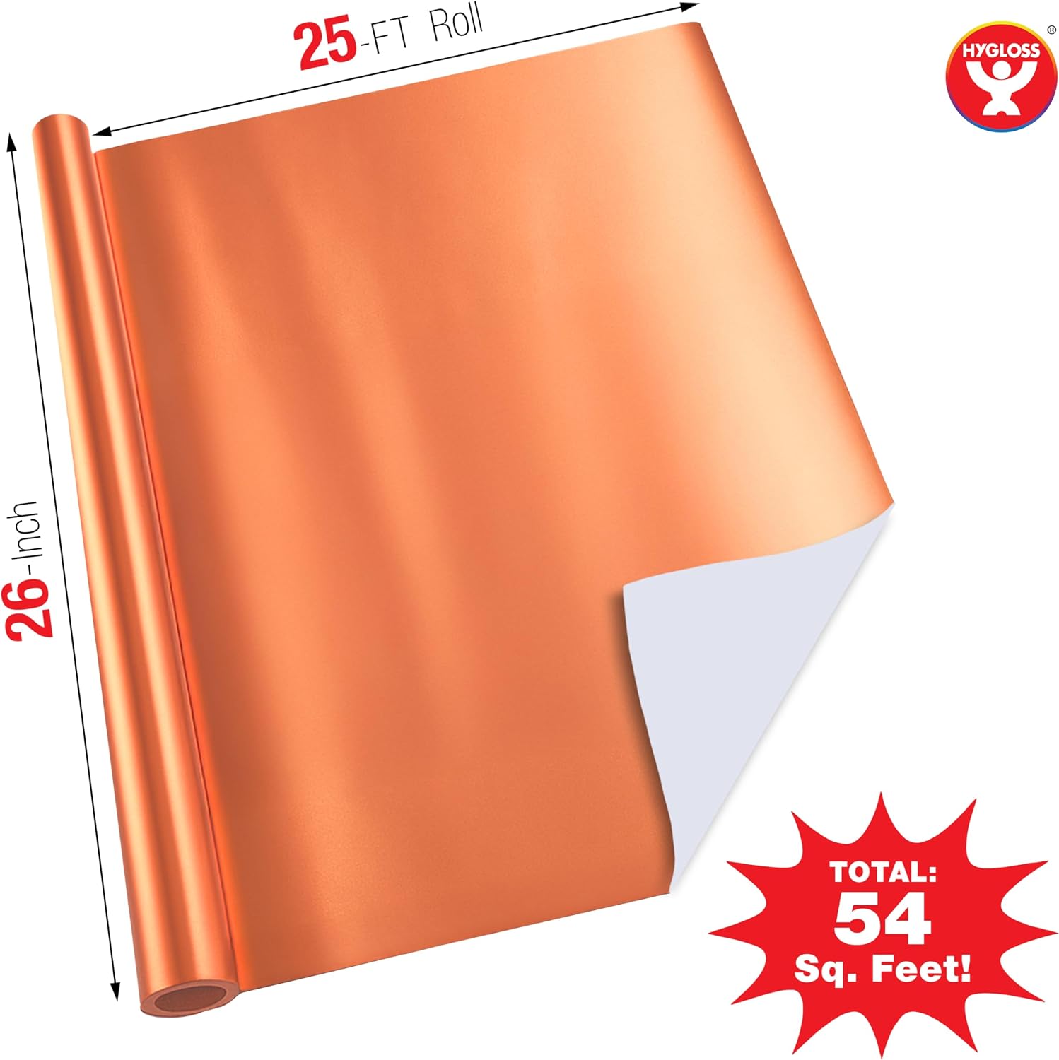 Hygloss Metallic Wrapping Paper Roll - 26" x 25 ft (54 Sq. Ft) Red Copper - Shiny Metallic Foil Paper for Arts, Crafts, Holiday & Christmas Gift Wrapping