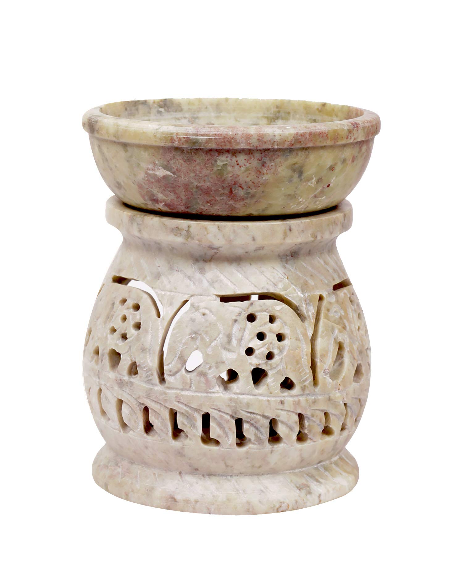 ARTISENIA Elephant Essential Owl Oil Burner Diffuser Made of Soapstone with Tea Light Holder Aromatherapy