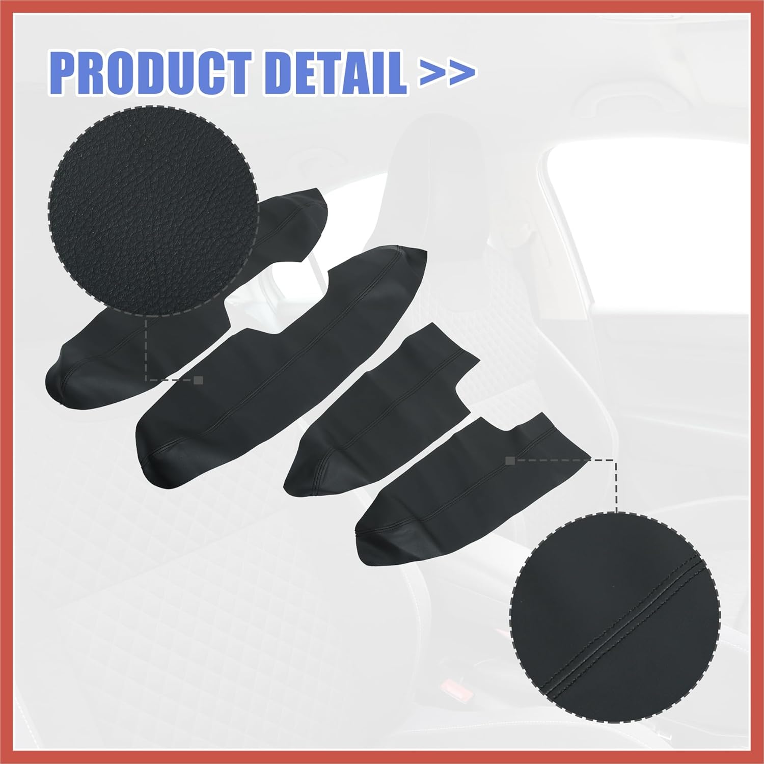 ACROPIX 1 Set Front Rear Cover Armrest Cover Pad Replacement Microfiber Leather for Nissan X-Trail 2014-2018 Black Car Parts