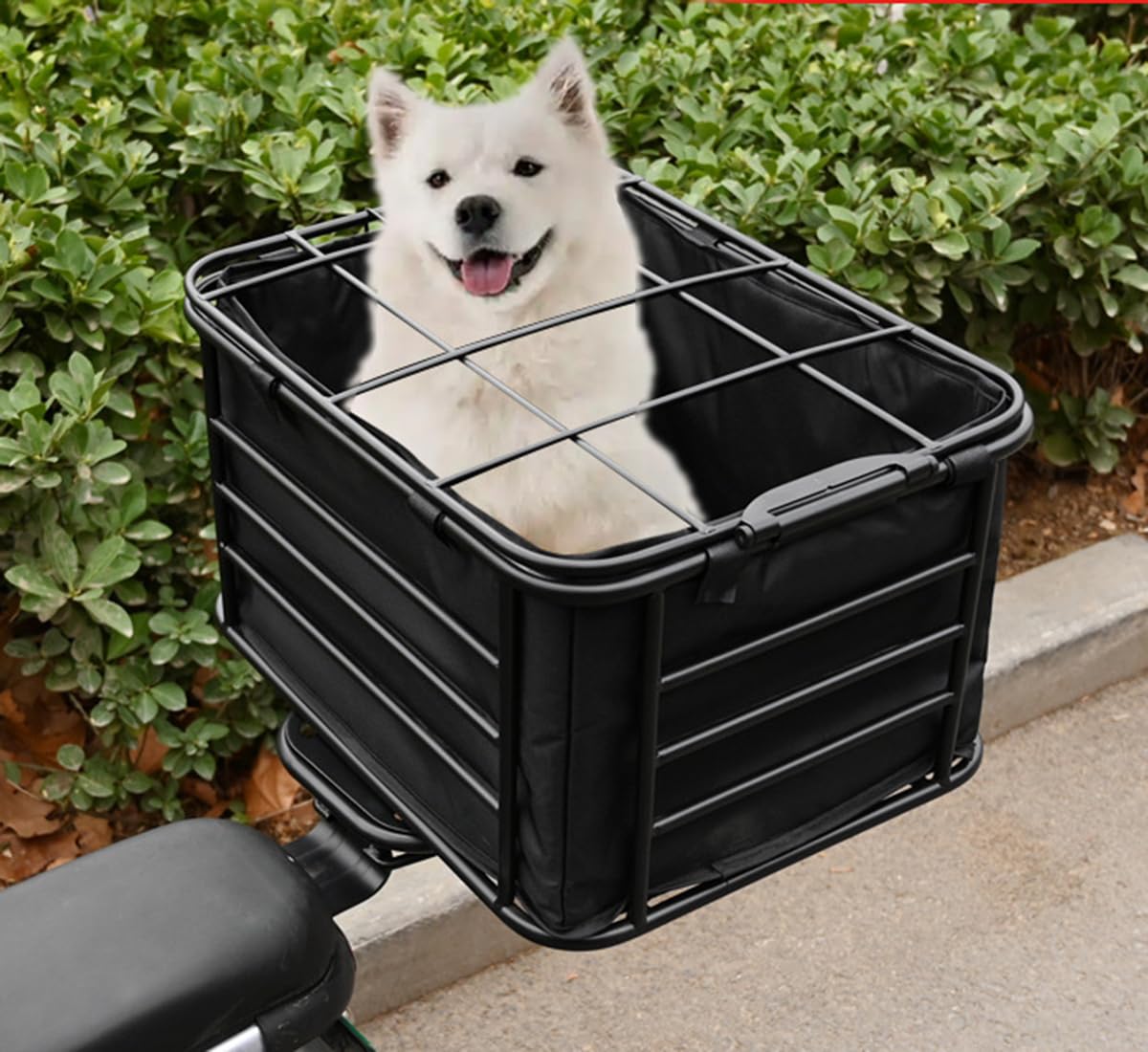 Cestino posteriore universale per bici per animali, trasportino per cani e gatti con fodera rimovibile, cestino portapacchi robusto per animali domestici piccoli e medi e spesa,L