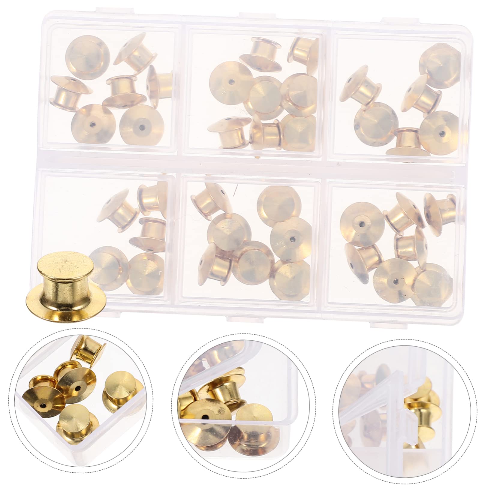 EXCEART 4 Cajas Redondas De Joyería Hebilla De Solapa Pin De Embrague De Resorte con Pasadores De Esmalte Pinback Profesional Corbata Tack Uso Diario Pin Espalda Principal Insignia