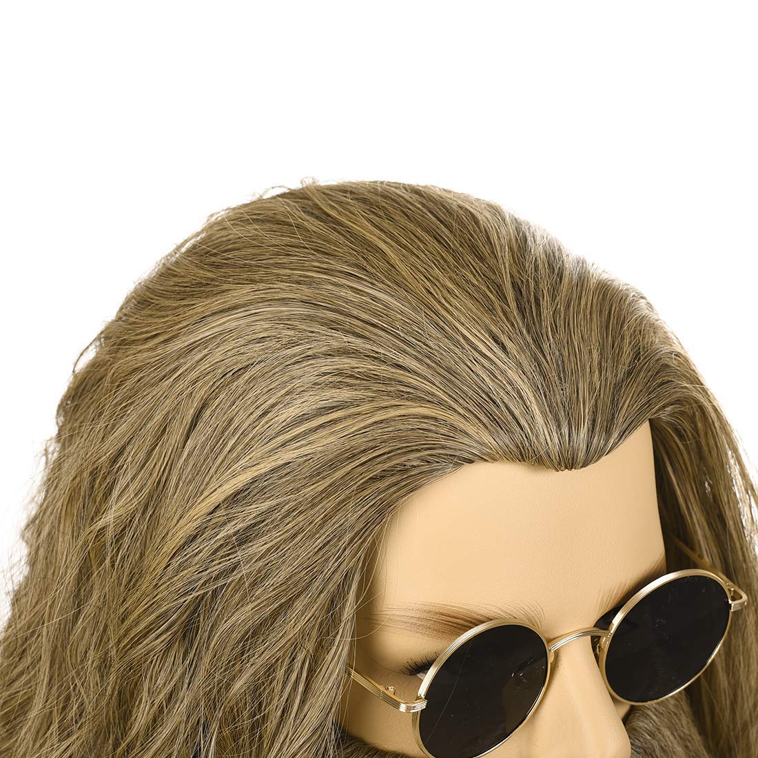 Adult Men cosplay Wig with Beard Long Curly Mustache Halloween Costume Party Cosplay Wig