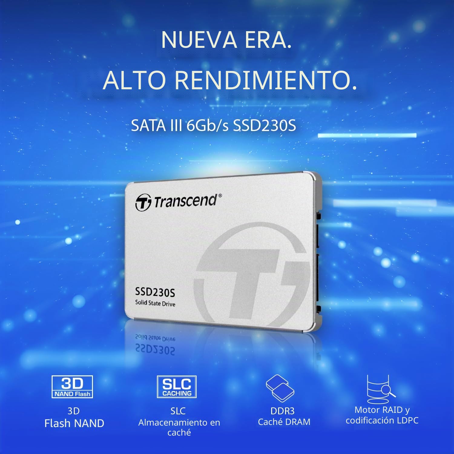 Transcend 128G SSD230S 2.5 Pulgadas SATA III 6 GB/s Disco de Estado Sólido Interno 3D TLC NAND con Caché DRAM TS128GSSD230S