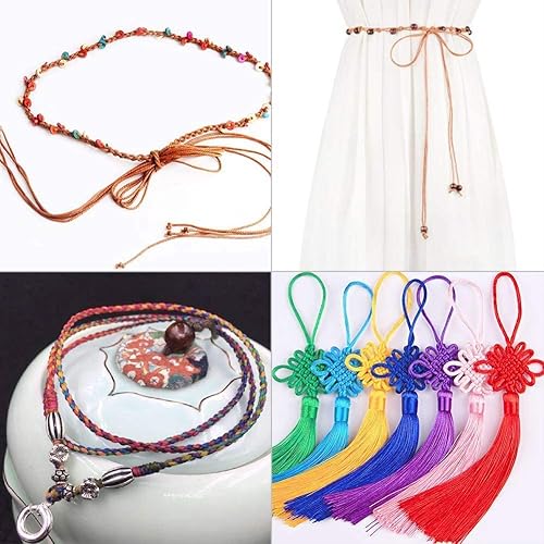 Miniatura 4 de Cordón de nailon, 328.1 ft x 0.031 in, cuerda de nailon para nudar chino, cuerda de nailon Kumihimo para macramé, cuerda trenzada para macramé, hilo