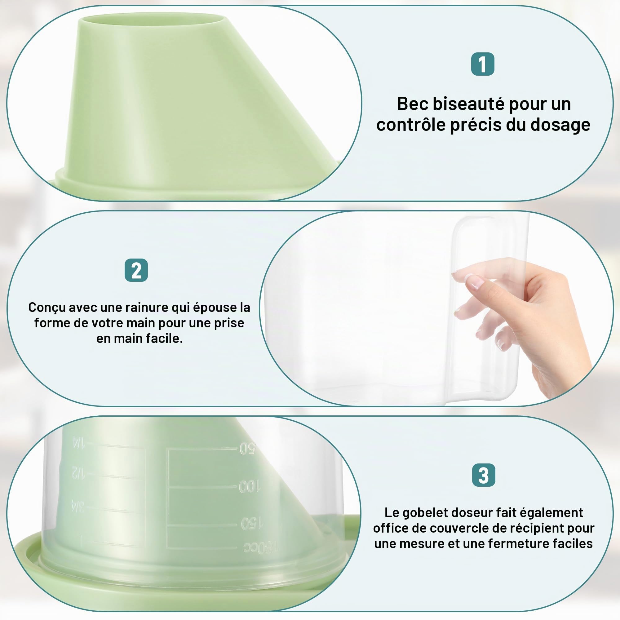 2 Pièces Distributeur Lessive Liquide, 2L Distributeur de Lessive, Durable Plastiques PP Distributeur Lessive, Incassable Doseur Lessive Liquide, Rangement Lessive pour Poudre Laver Détergent Base
