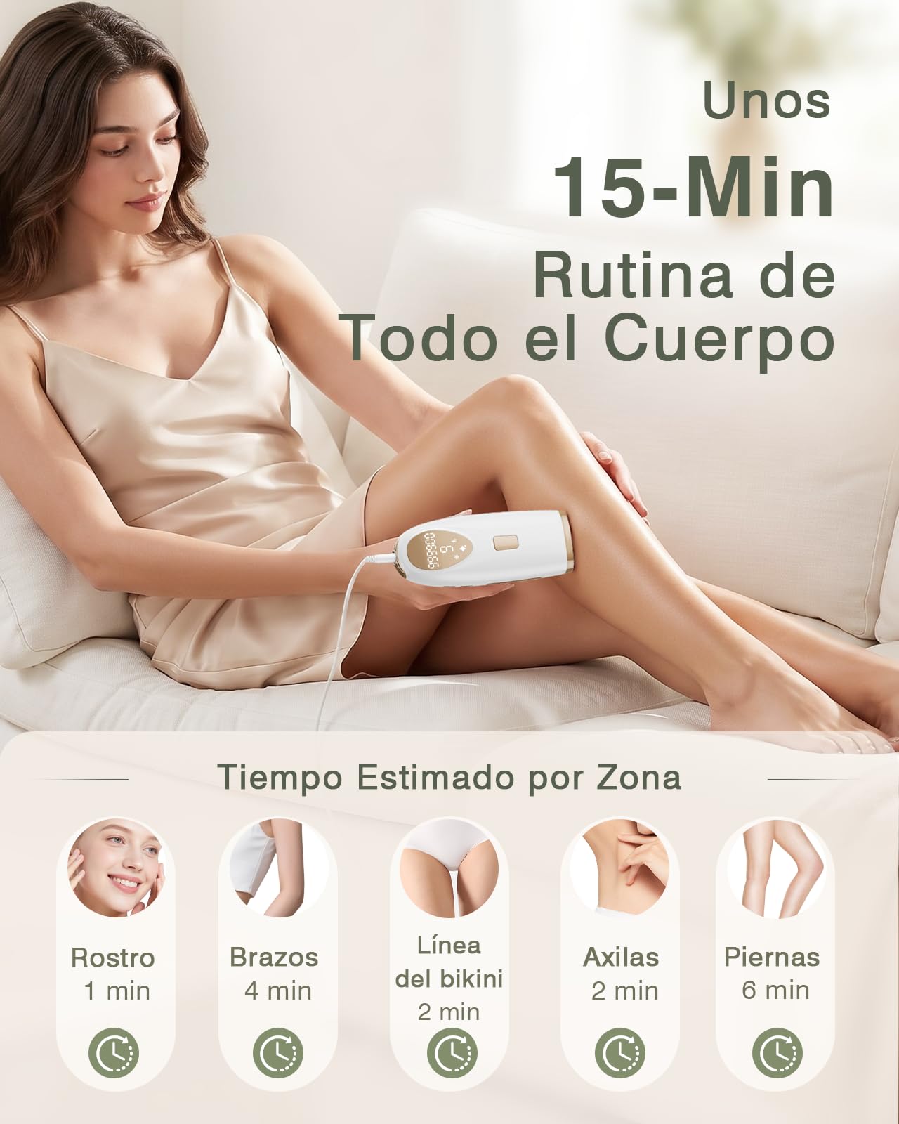 Depiladora Láser IPL con Refrigeración 5°C, 9 Niveles de Energía, 999.900 Flashes, 3 Funciones HR/RA/SC, Depiladora Luz Pulsada para Rostro, Bikini y Cuerpo, Uso en Casa ck1122