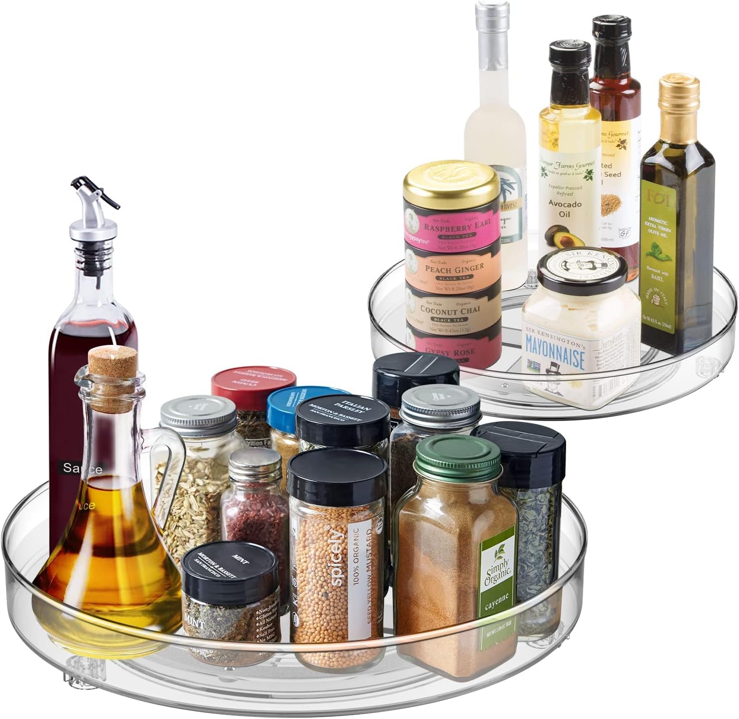 Roellgs 2 Pack of 25cm Lazy Carousel Cupboard Organiser, Rotating Spice