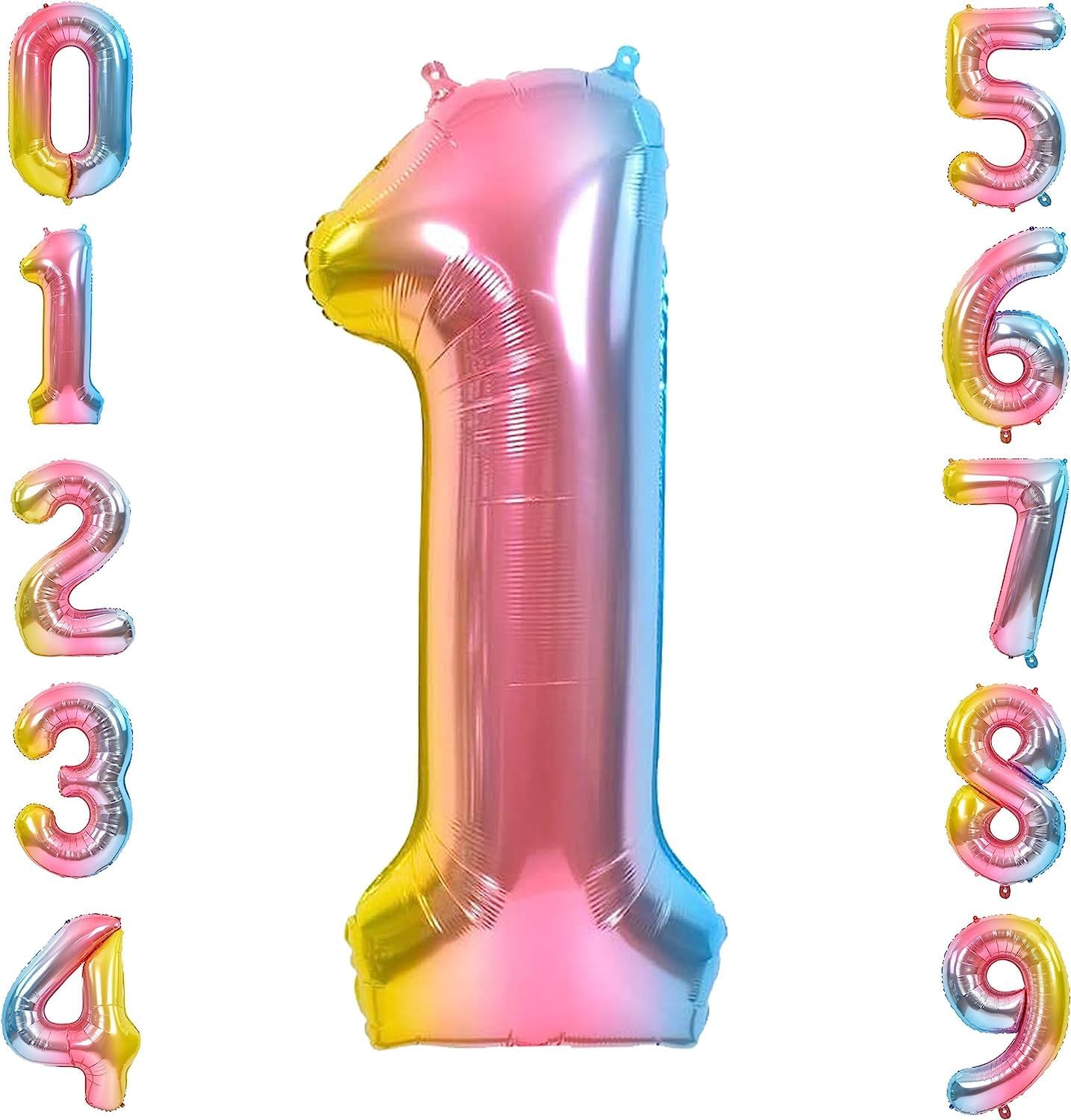 FI - FLICK IN 1 Pc Big Size Number 1 Foil Balloon 32 Inch Large Rainbow Number Foil Balloon Gradient 0 to 9 Number Balloons for Decoration 1st Birthday Anniversary Decoration Items(Pack of 1,Rainbow)