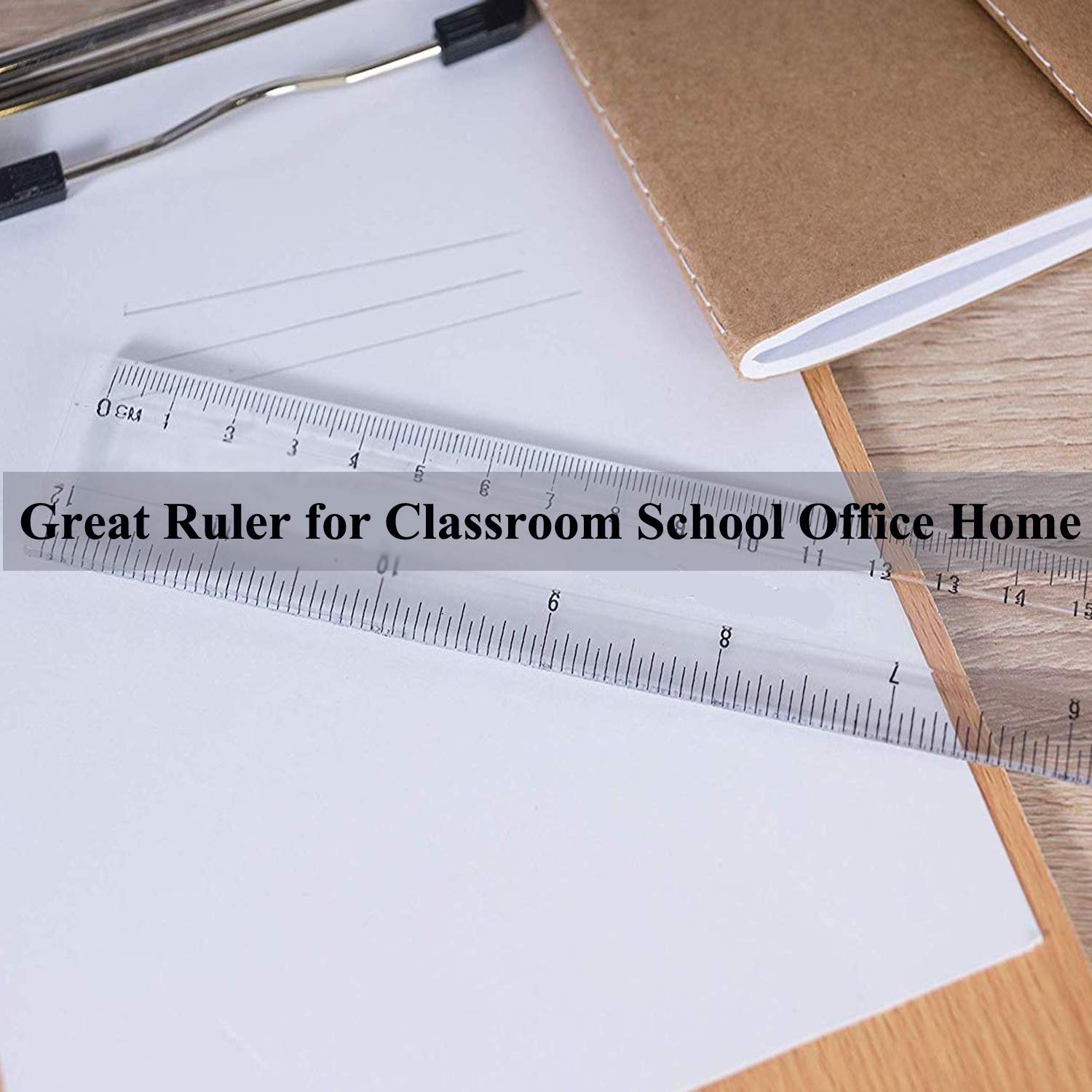 Plastic Ruler, Straight Ruler, 2PCS Clear Acrylic Ruler, 12 Inch Rulers with Centimeters and Inches, Measuring Tools for Student School Office