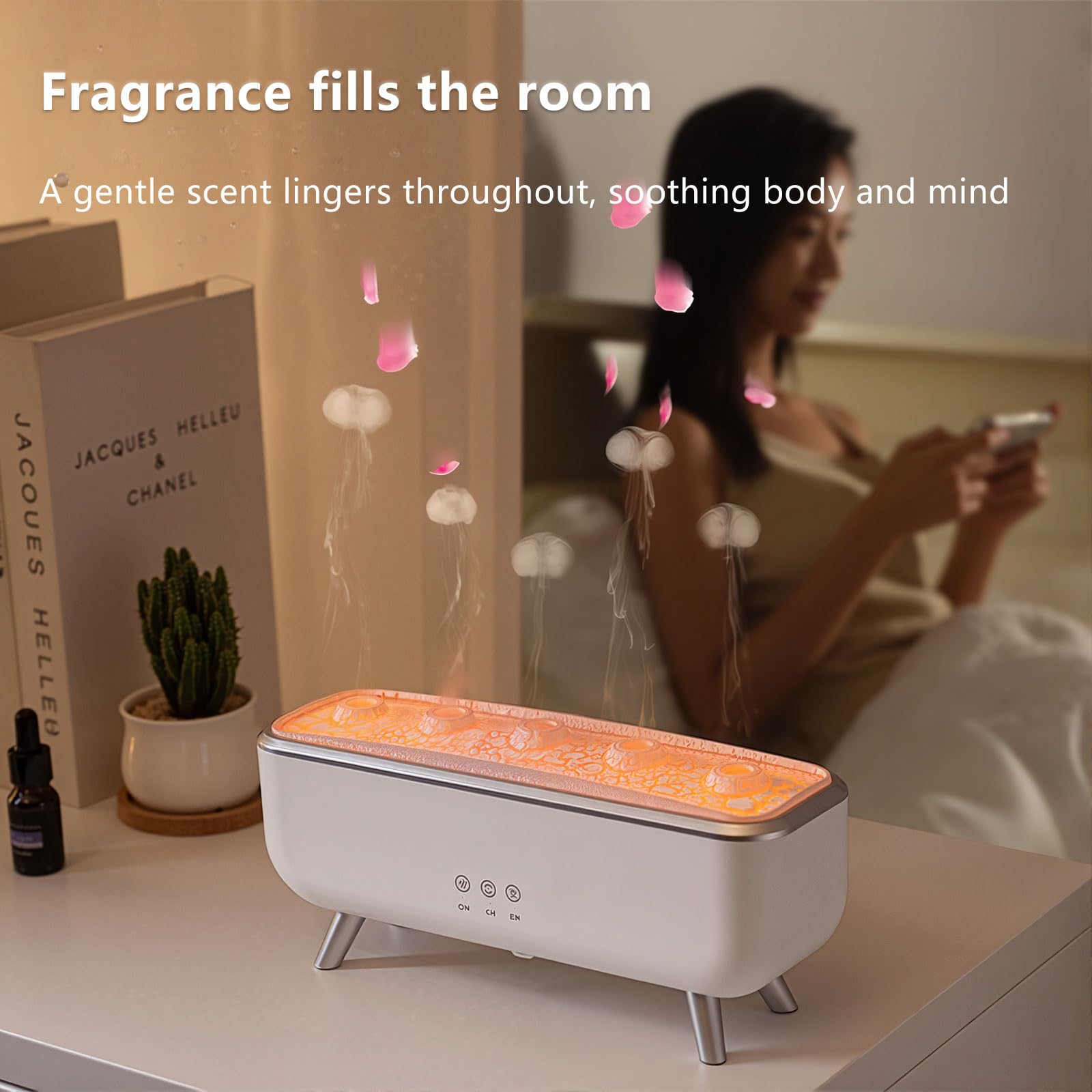 Nawilżacz aromaterapeutyczny z trybami podwójnej mgły, wielokolorowe światła LED, timer 4H/8H do użytku domowego i relaksu, idealny dla dobrego samopoczucia i komfortu