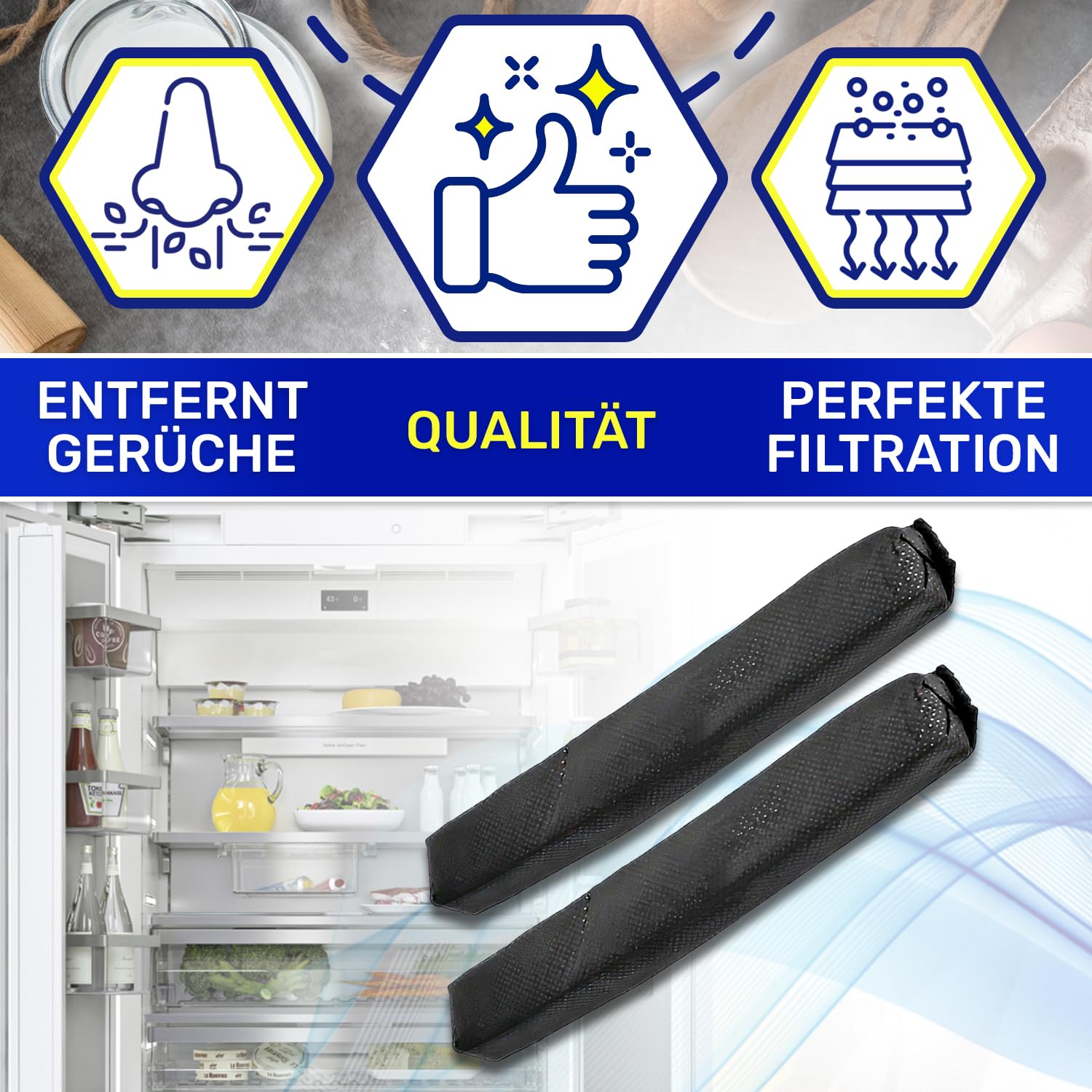 Miele Kühlschrank-Aktivkohlefilter, Originalcode 07236280, 7236280, 2 Stück MONTERAL