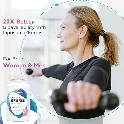 Miniatura 4 de Suplemento de berberina liposomal de 1500 mg - Cápsulas de berberina HCL de alta biodisponibilidad para mujeres y hombres, activador AMPK para la