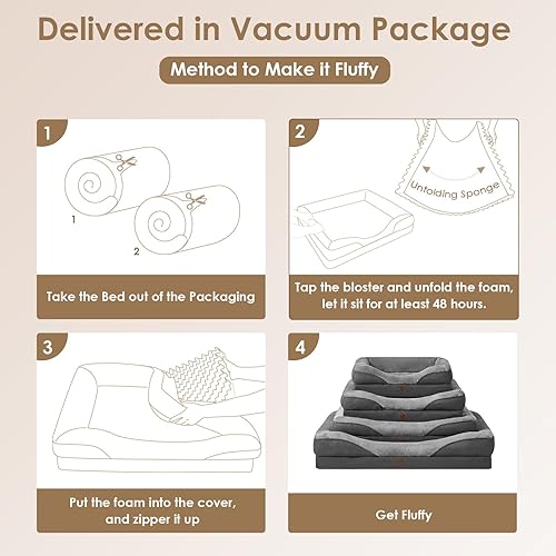 Miniatura 7 de EHEYCIGA Cama de espuma viscoelástica XL para perros de tamaño extra grande, sofá ortopédico extragrande para perros con lados y forro impermeable,