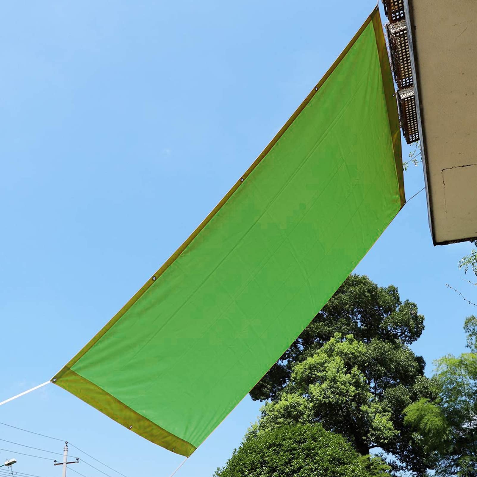 GAIJUAN Sonnensegel Quadrat 1,4x3,8 M – HDPE Mit UV-Schutz, Wasserdicht, In Creme, Mit Befestigungsseilen
