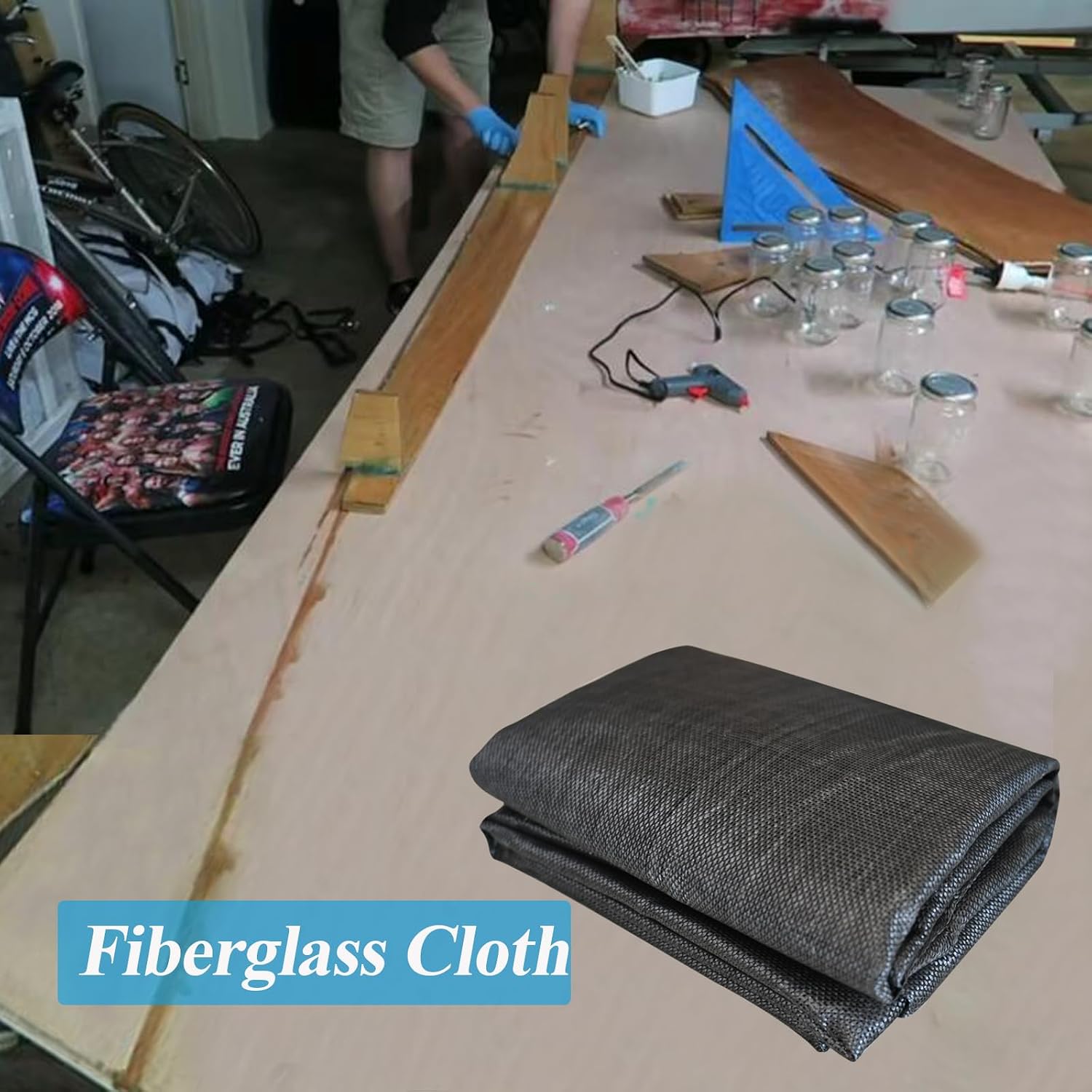 Fiberglass Cloth, 40 inch*16.5 feet Fiber Glasses Cloth Usually Used for Boat RC Plane Auto Surfboard Tub Pool Repair, Black