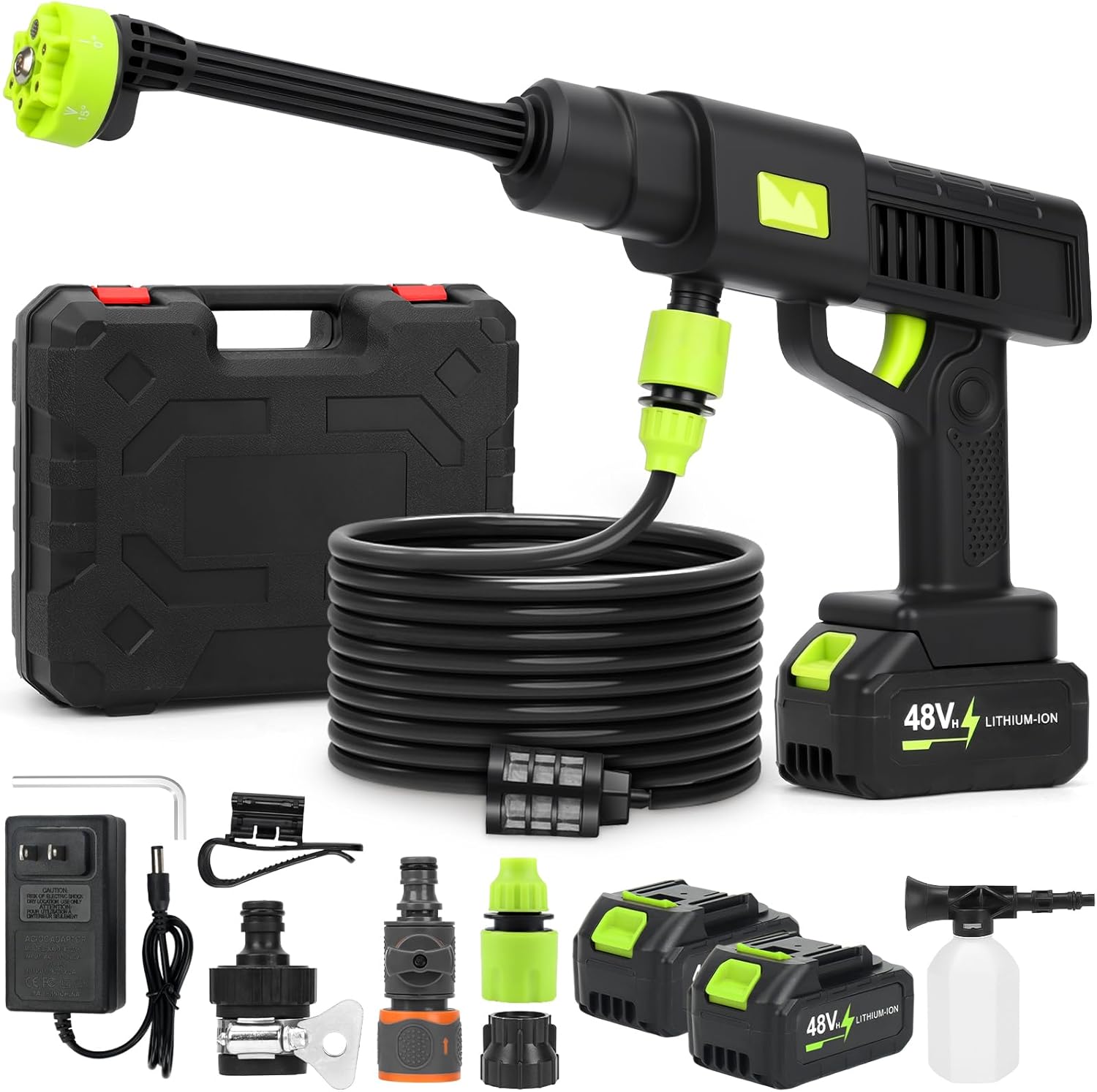 Cordless Pressure Washer, 990PSI Portable Power Washer with 6-in-1 Nozzle Foam Cannon, 21V Battery&Charger, Portable Power Washer for Car Floor Fence Wall Cleaning