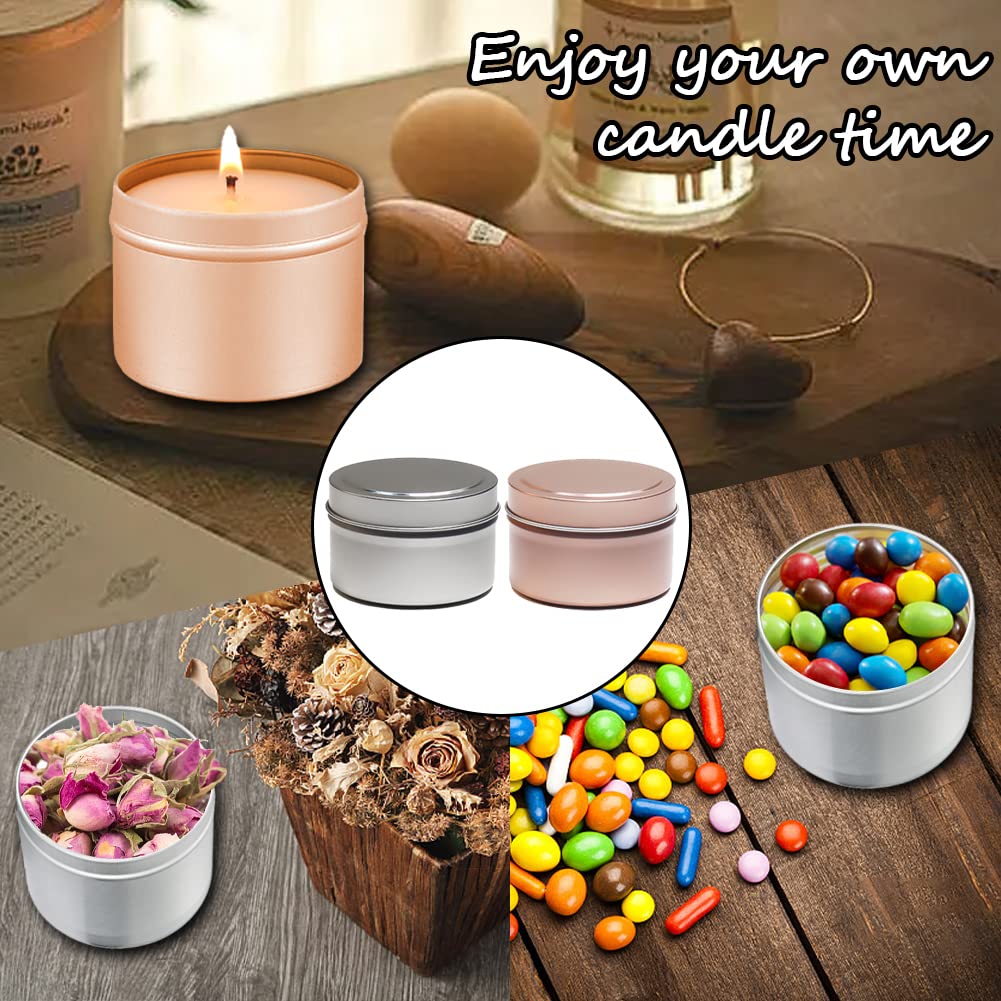 Lot De 12 Pots à Bougie Métal Rose Avec Couvercles - Boîtes Pour Fabrication Bougies Et Rangement