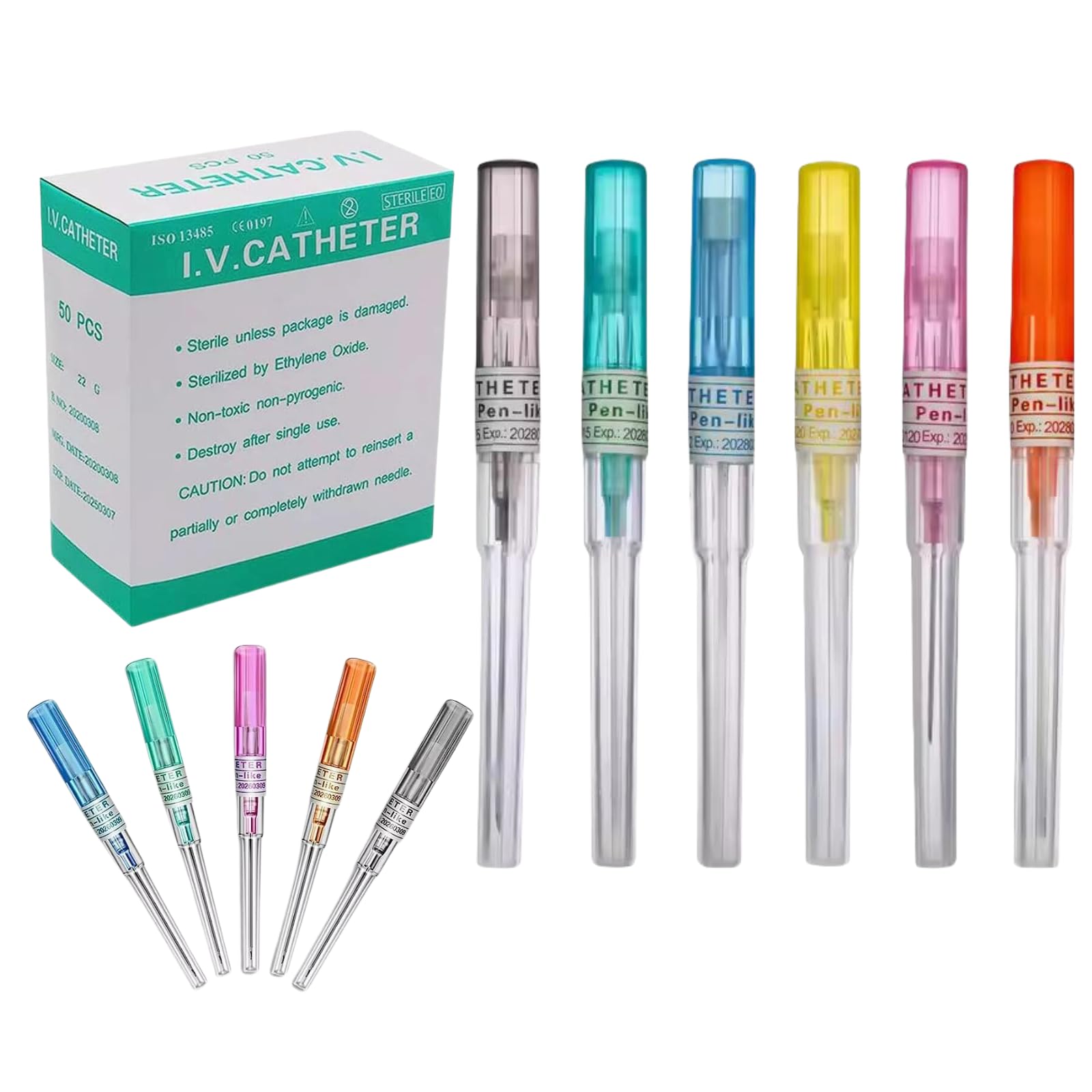 Professional Ear Nose Piercing Needlles Kits Hollow for Lip Tongue Belly Navel Cartilage Piercing Kit Piercing Supplies 5 Sizes, 20pcs (18G)