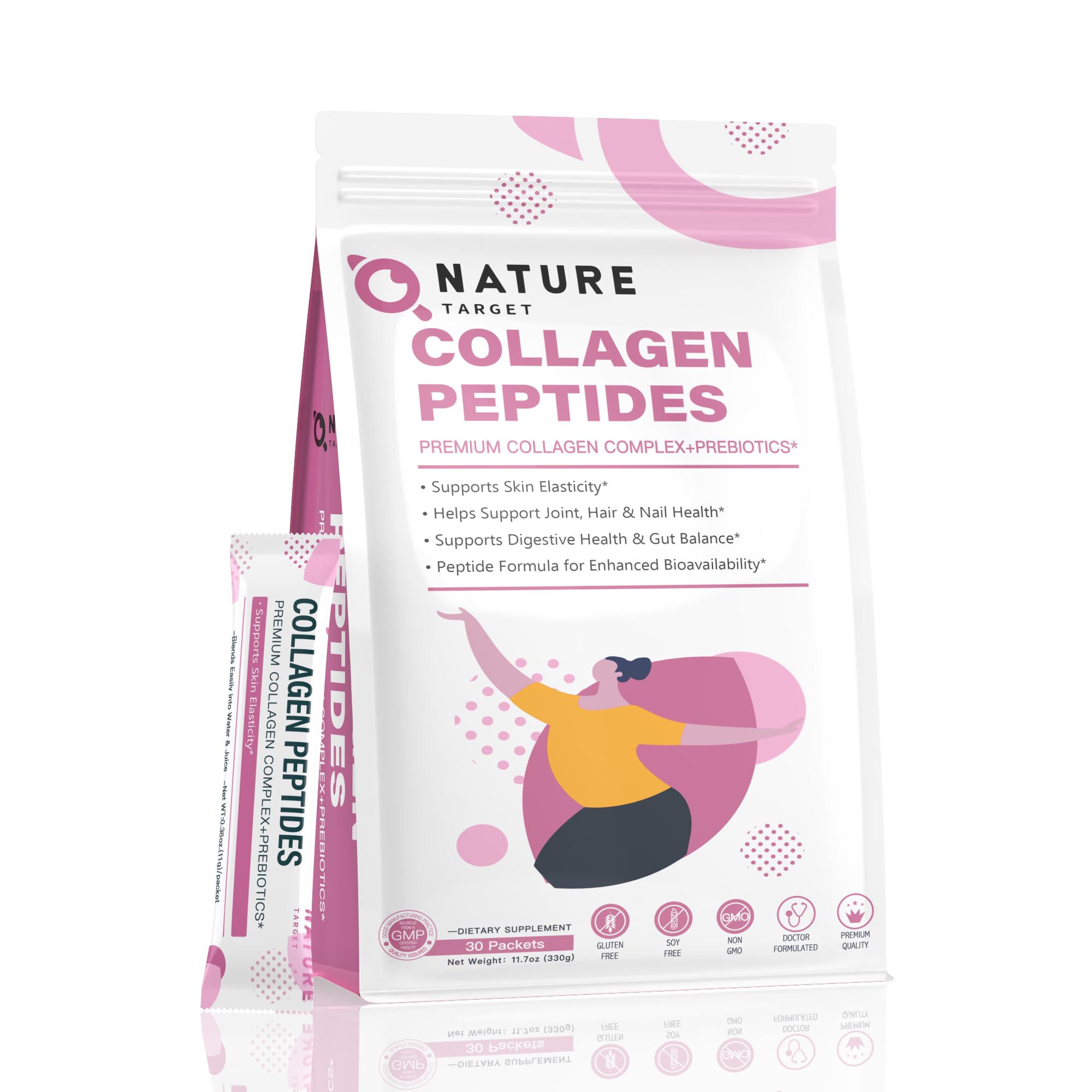 Collagen Peptides-Powder Multi-Collagen-Protein Powder for Women - Plus Prebiotics Promotes Hair, Skin, and Nail Health, Collagen for Digestion Supports Anti-Aging 30 Packets