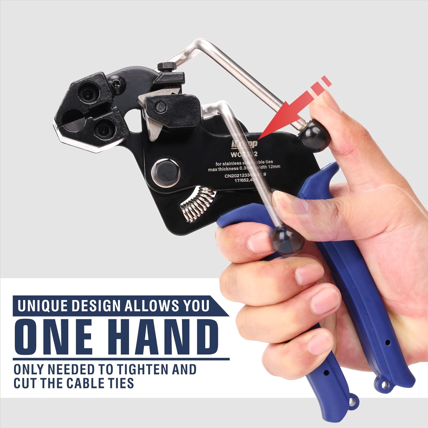iCrimp Stainless Steel Cable Tie Tool Zip Gun Metal Zip Tensioner with Built-in Cutter, Release Tool included