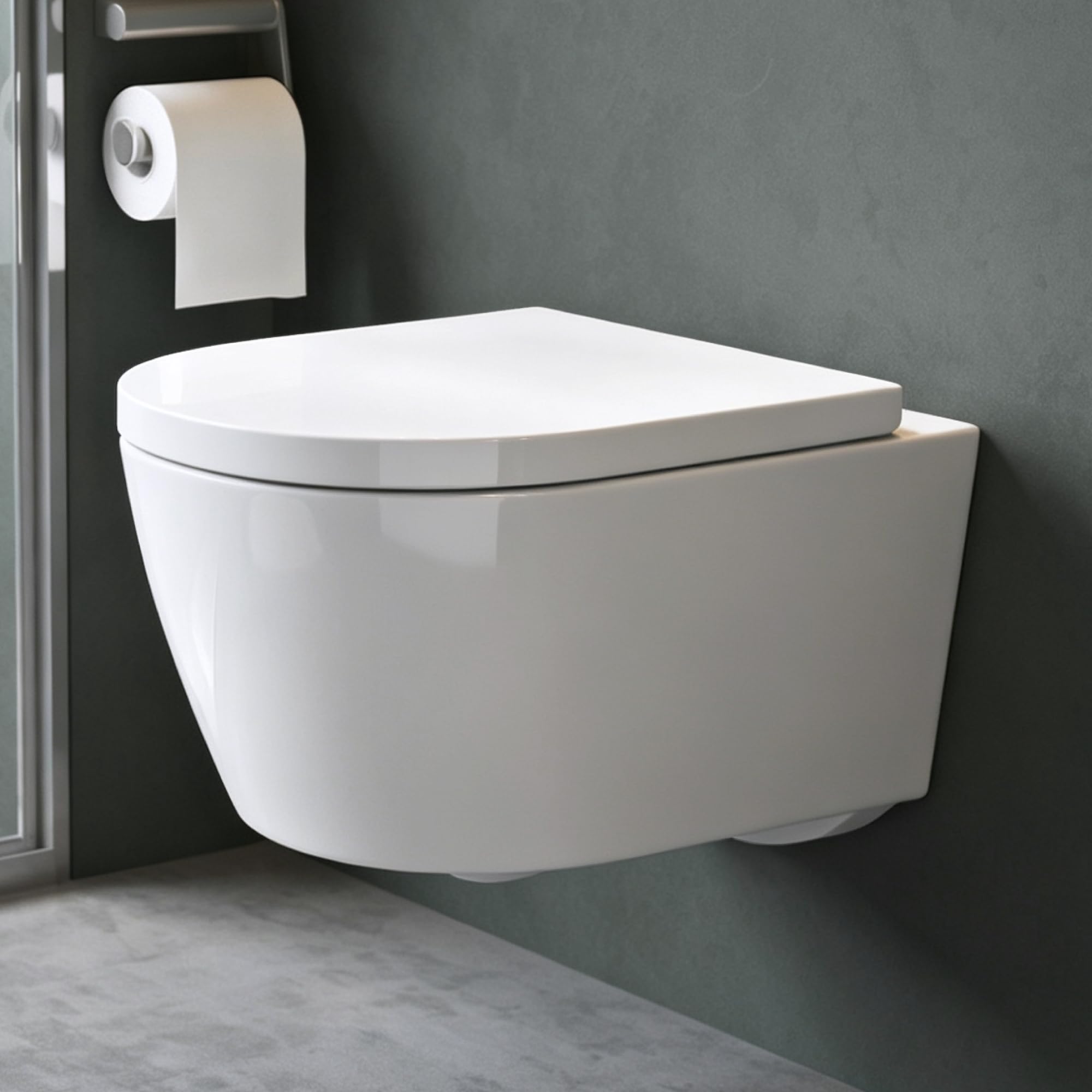 Mai & Mai Rimless Wall-Mounted Toilet Pan with Soft Close Toilet Seat