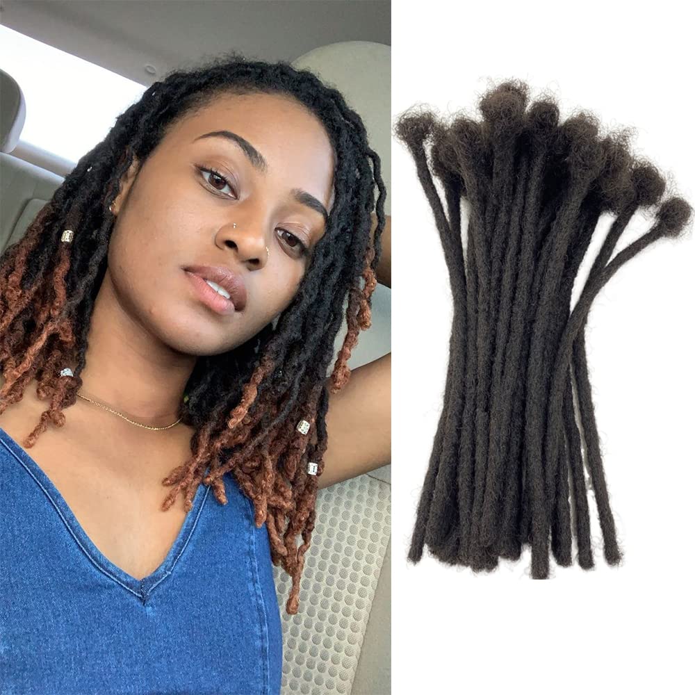 MIUULAAR10 Inch 10 Strands Loc Extension Human Hair 0.2cm Thickness Natural Black Full Handmade Permanent Locs Can Be Dyed and Bleached for Women Men Kids Dreadlock Extensions Real Human Hair