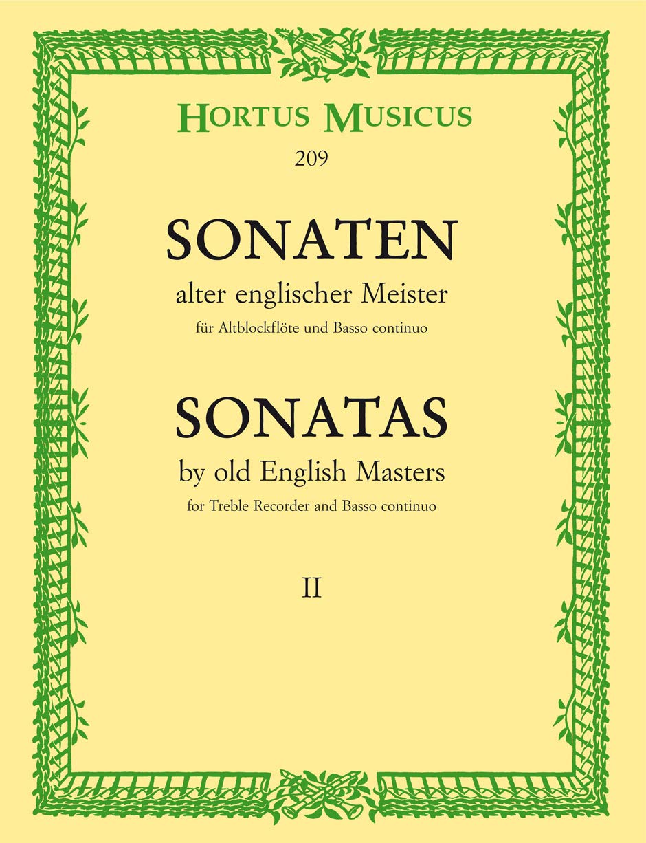 Sonatas by Old English Masters II partition flûte à bec et basse continue