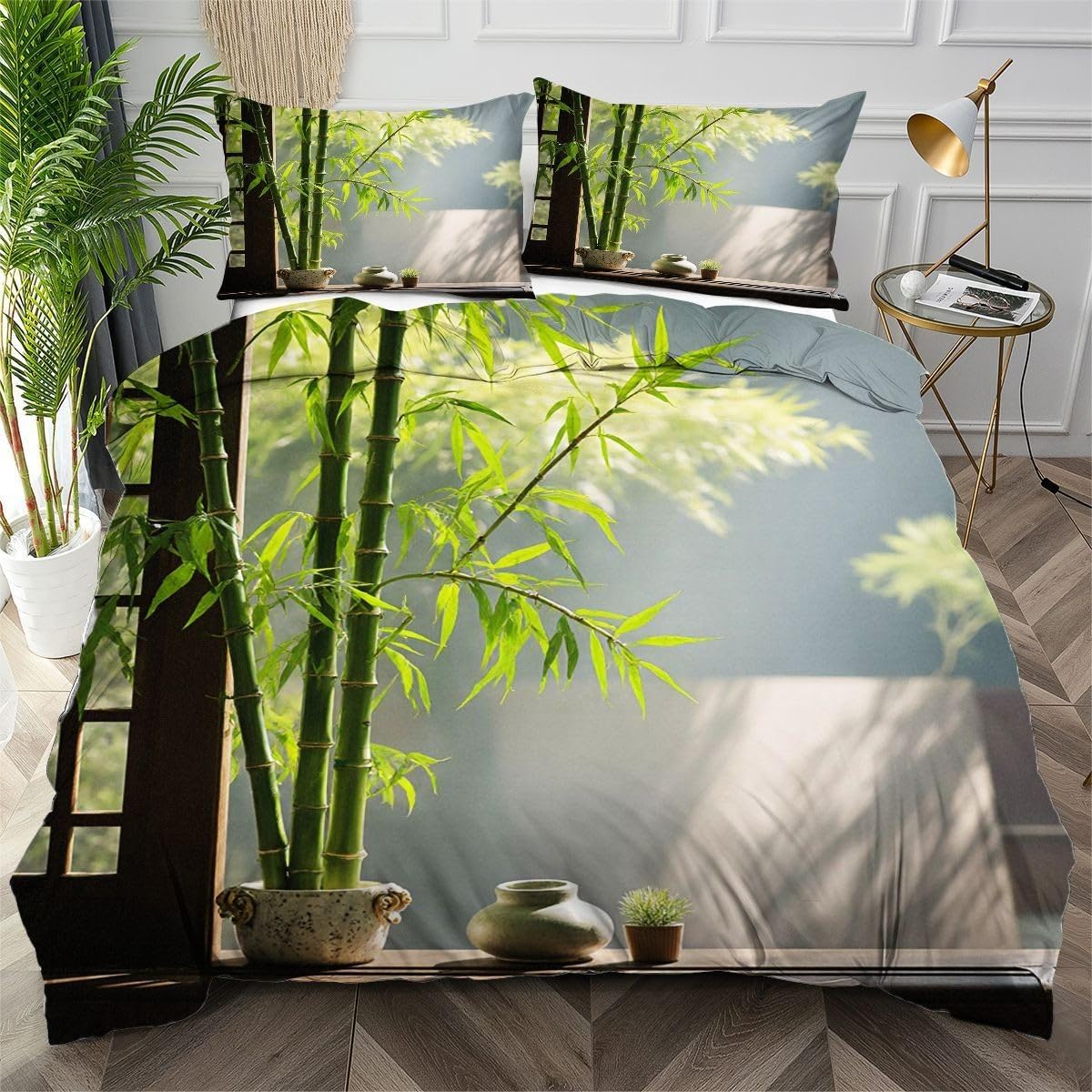 Housse de couette 140x200 vert microfibre avec 2 taies AW5366