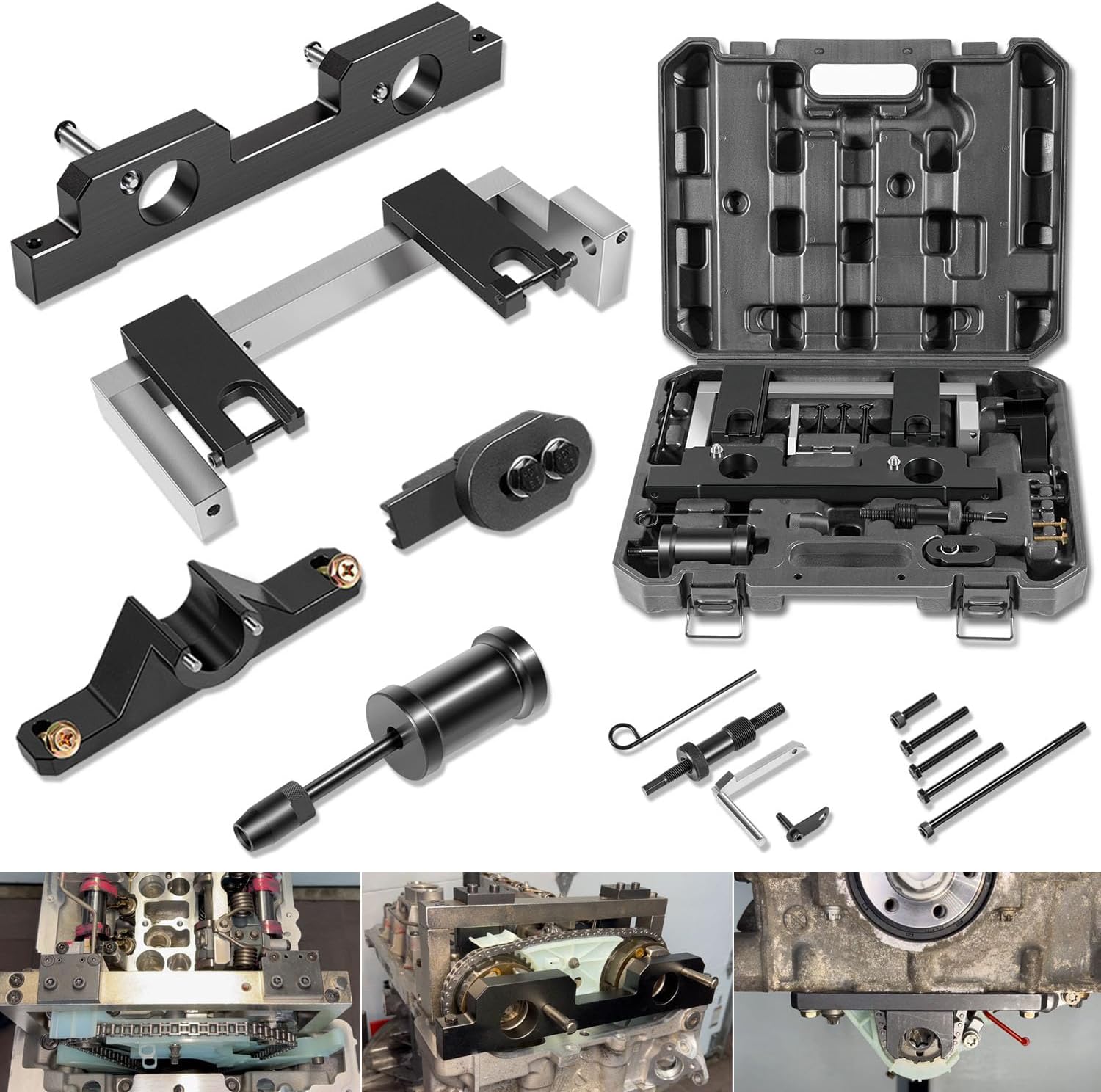 Bonbo 16PCS Engine Camshaft Timing Locking Tool Kit for BMW N20 N26 Engine, with Flywheel Holder & 7676 Oil Seal Repair Kit & Fuel Injector Removal Tool, Camshaft Alignment Timing Tool Kit