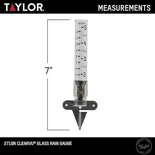 Vista 3 de Taylor 2710N2 - Medidor de lluvia montable, mide y monitoriza la precipitación, fácil de leer para patio trasero, patio, jardín y césped, paquete