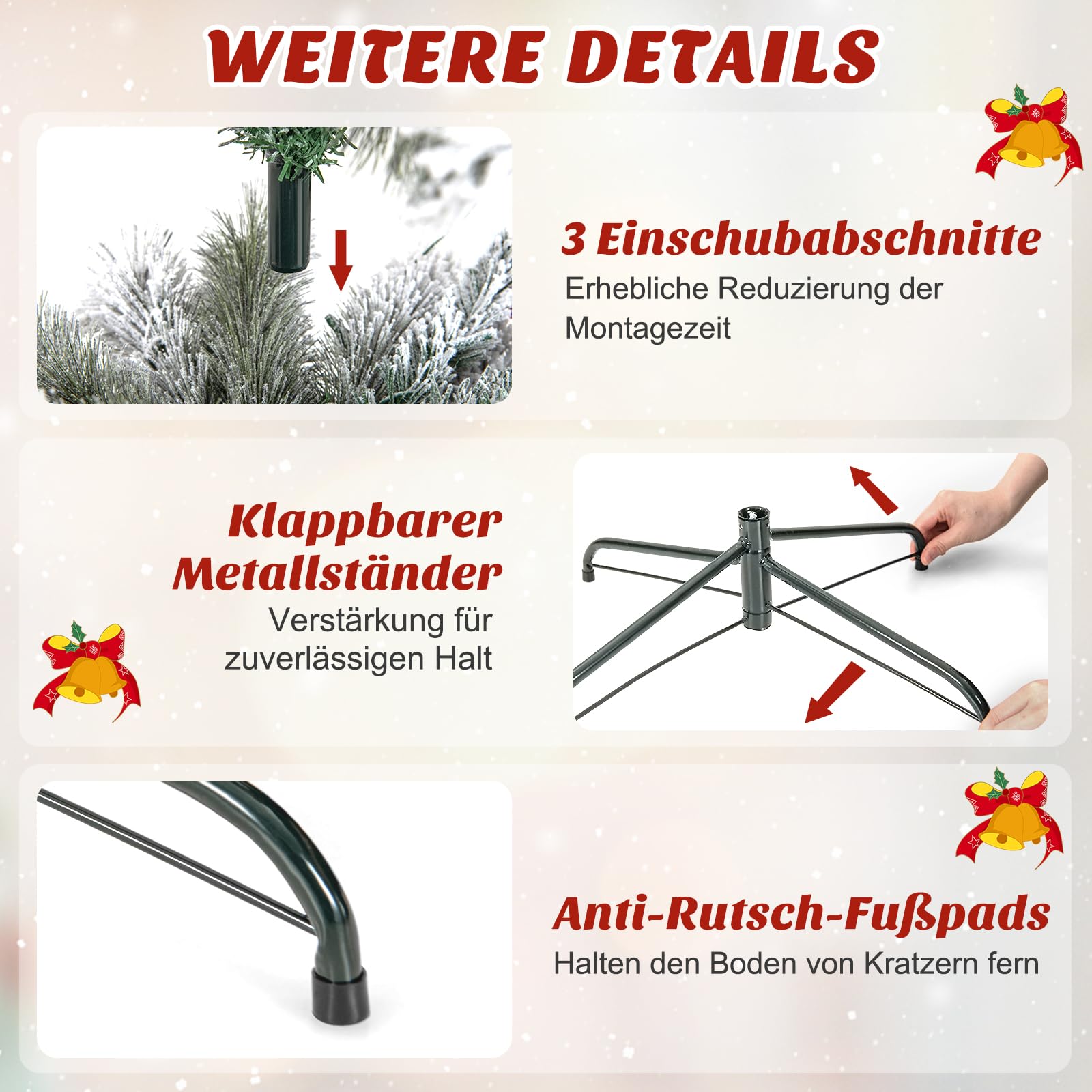 COSTWAY 180 cm Bleistift Weihnachtsbaum mit Schnee, Tannenbaum künstlich mit Beleuchtung, 150 LEDs in warmweiß, Christbaum schmal mit Metallständer, Kunstbaum Weihnachten PVC, Weiß