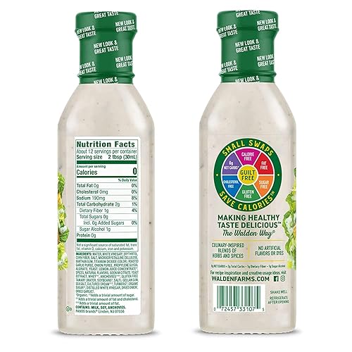 Vista 252 de Walden Farms Buffalo Ranch - Aderezo y salsa – Sin calorías, sin gluten, bajo en carbohidratos, apto para dieta cetogénica, sin azúcar, sin grasa