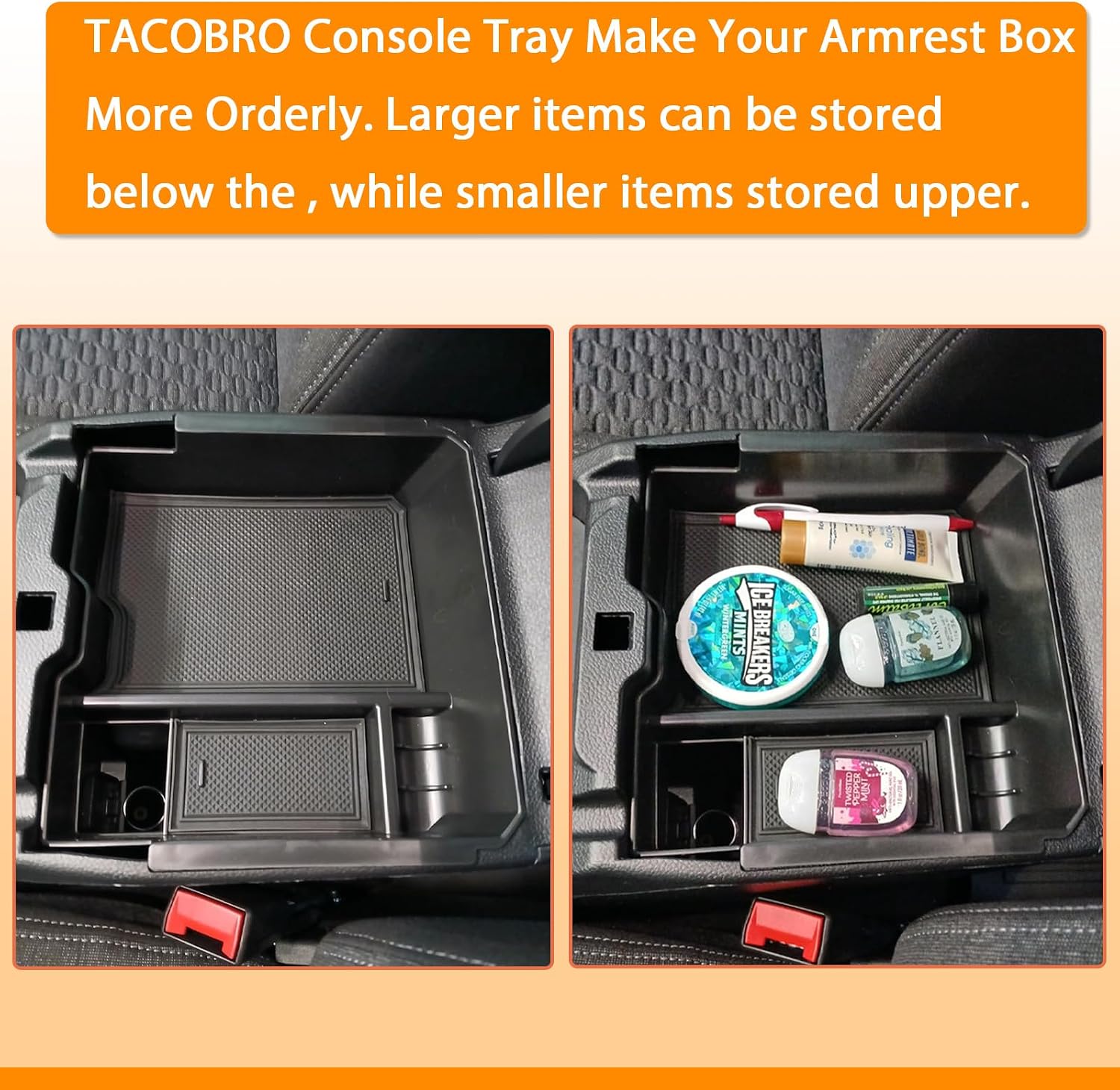 TACOBRO センターコンソール、フォードレンジャー2024アクセサリー、インサートアームレストグローブボックス セカンダリストレ