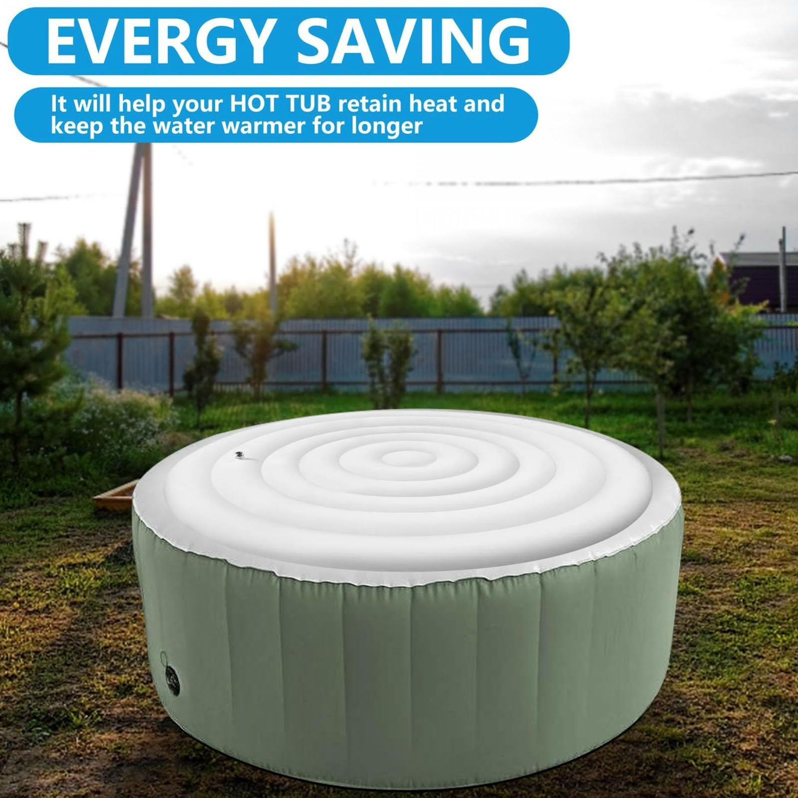 Dioche Couvercle Gonflable de 140cm Couverture Gonflable de Spa de 4,5 Pieds - Couvercle Pliable à économie d'énergie pour Spas Gonflables Extérieurs Ronds - Rétention de Chaleur et Facile