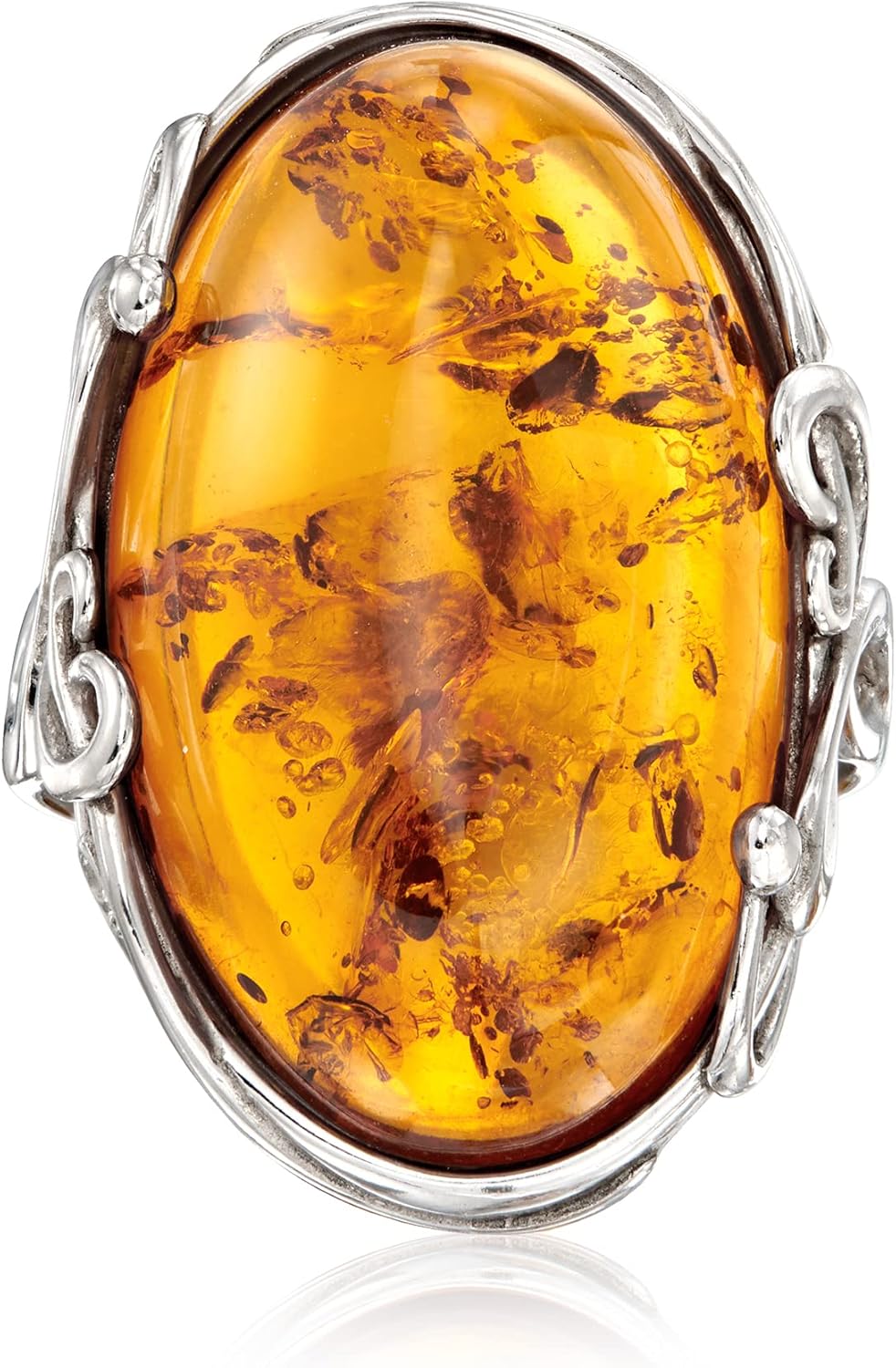 Ross-Simons Orange Amber Ring in Sterling Silver