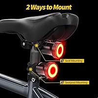 Vista 7 de Luz trasera inteligente para bicicleta, detección de frenos, encendido/apagado automático, luz trasera súper brillante de 22 LED, 5 modos
