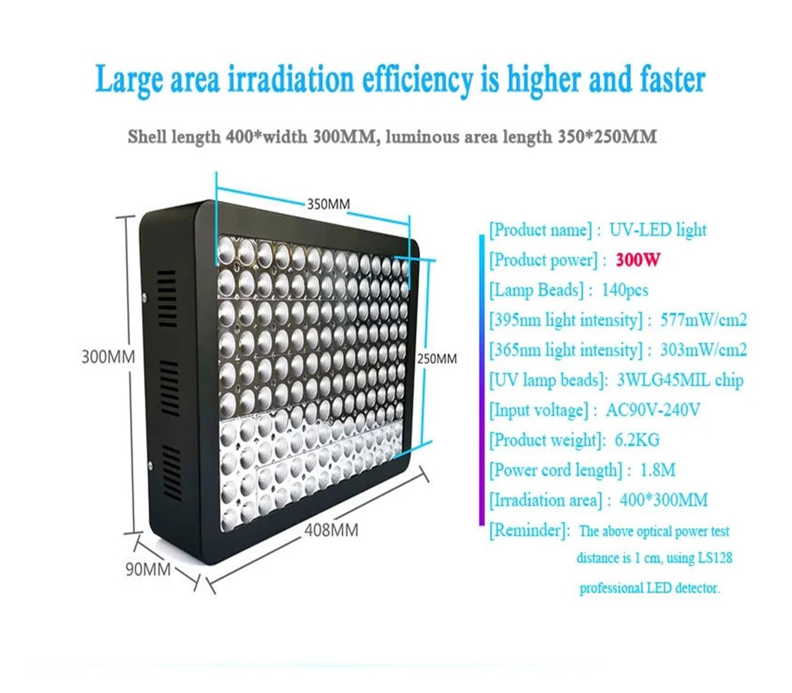lampa UV, Lampa naświetlająca o dużej powierzchni utwardzająca UV bezcieniowa Odbłyśnik Światło Klej bezcieniowy