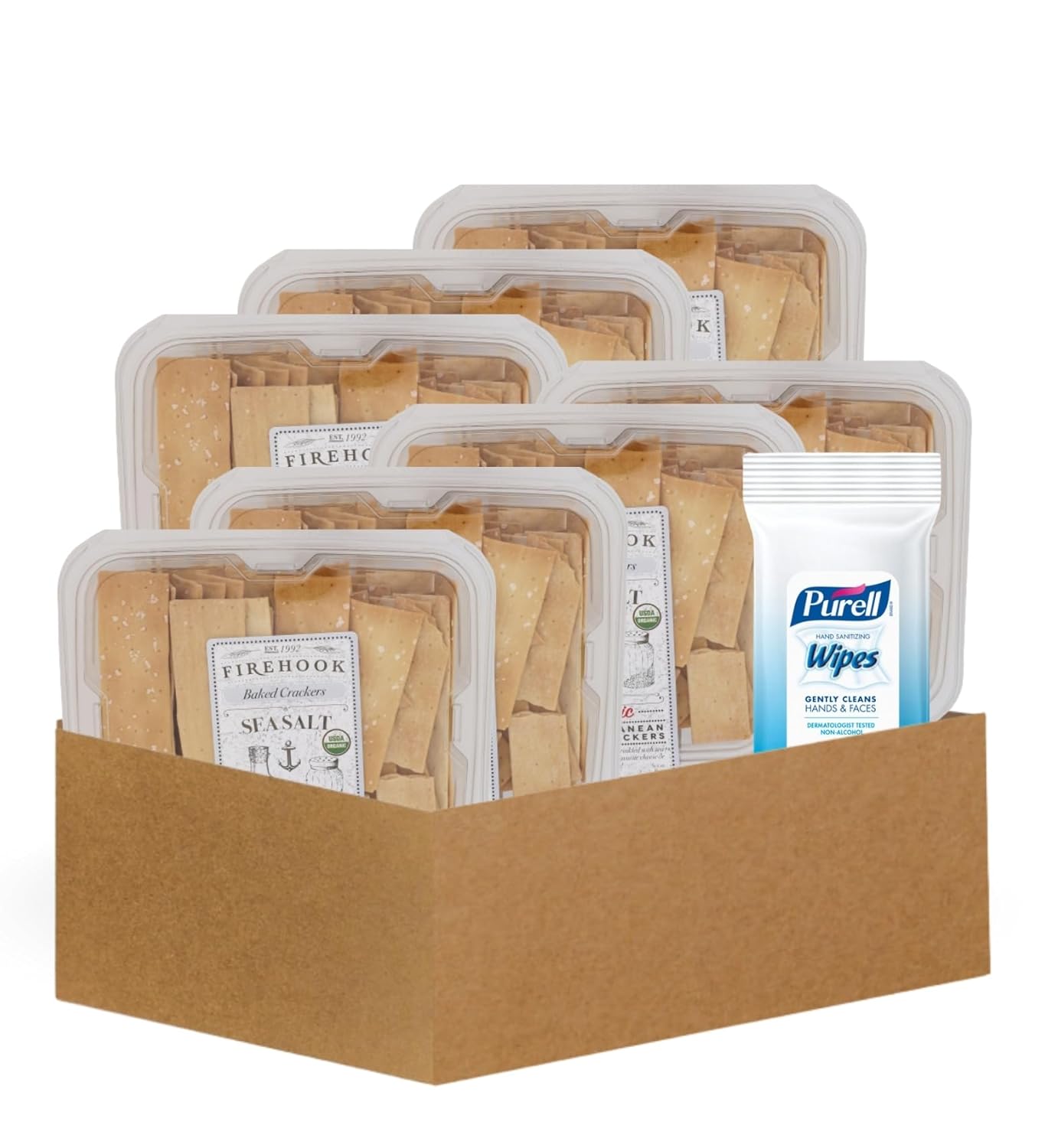 Pack 7x Galletas Firehook Baked Sea Salt Crackers 8 oz con Toallitas