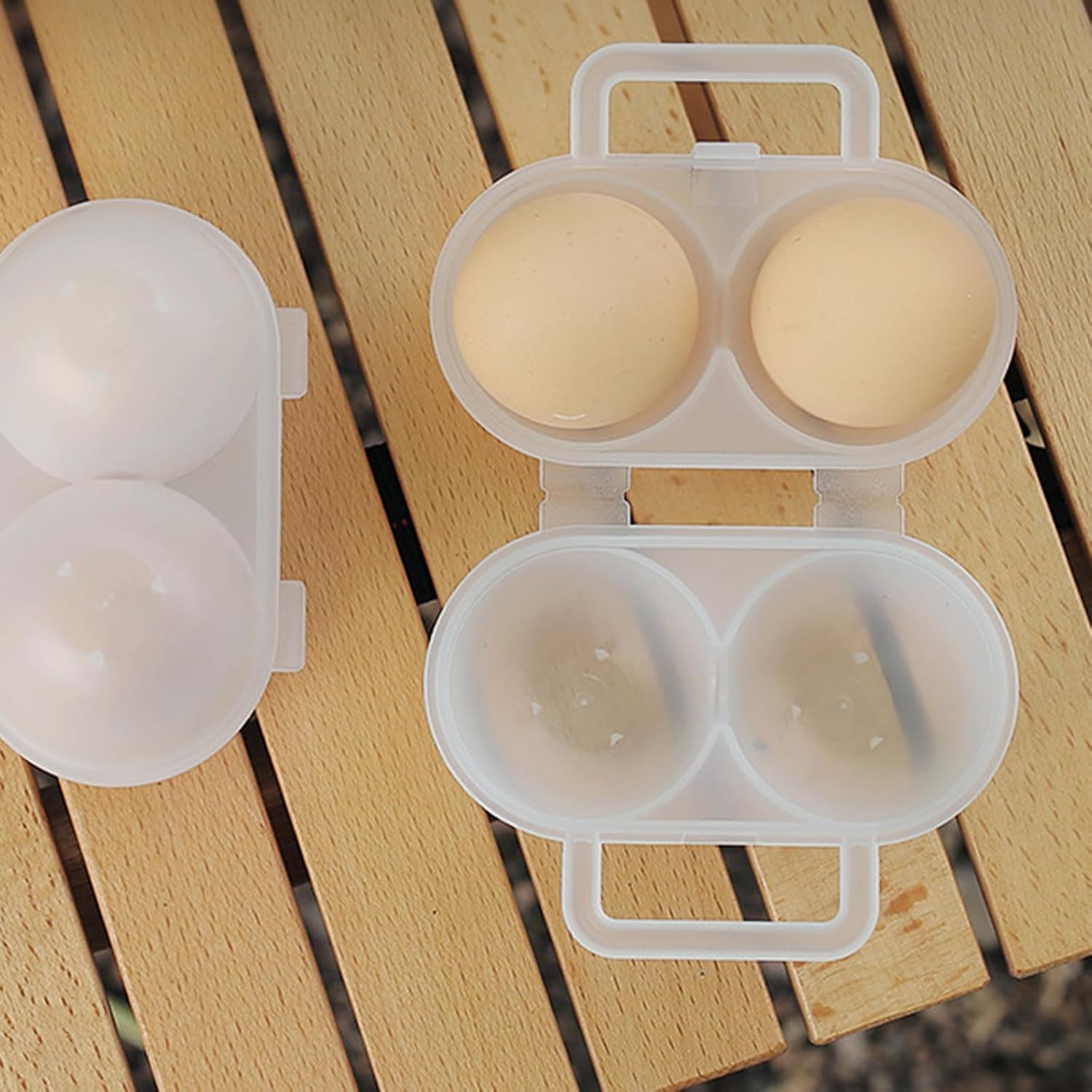2 Slot Egg Carrier Holder, Shockproof Egg Storage Tray, Plastic, Rectangular, Natural, Modern, Outdoor, Portable, Picnic