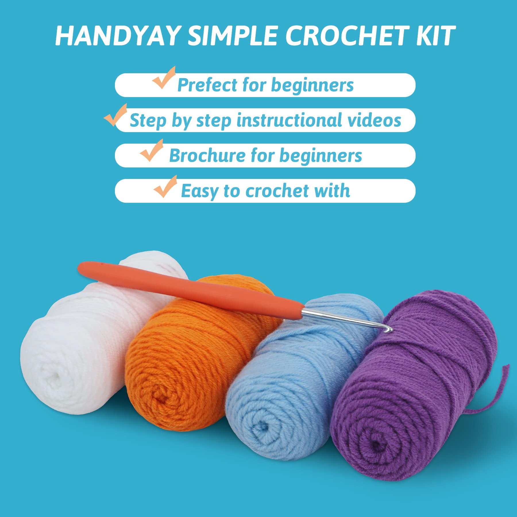 HANDYAY Beginner Crochet Kit, 3 PCS Whales Animal DIY Crochet Kit 