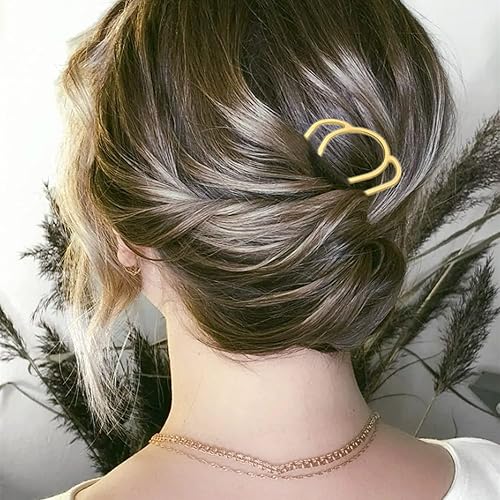 Miniatura 6 de 6 pinzas de metal para el cabello, peines laterales para el cabello, horquillas para moños recogidos, 4 puntas, palillos de pelo en forma de U para
