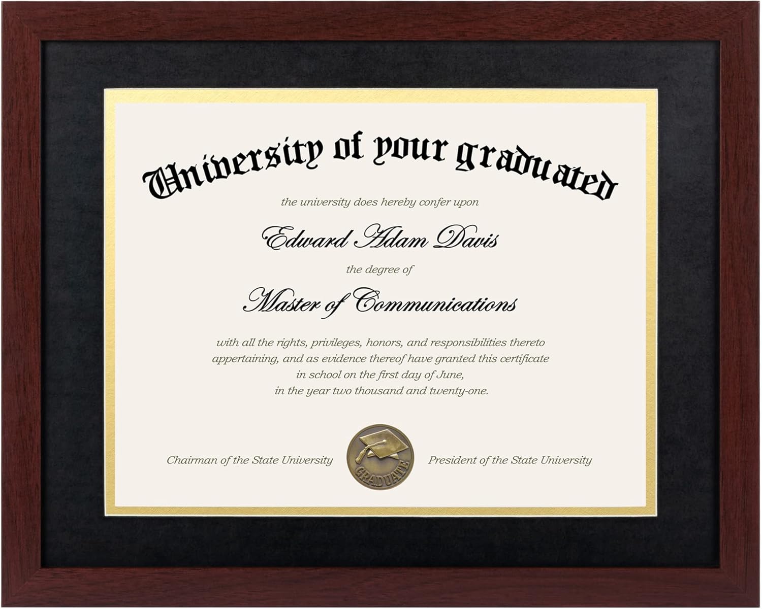 upsimples 11x14 Diploma Frame Certificate Degree Document Frame with High Definition Glass, 8.5 x 11 with mat for Wall and Tabletop, Black Double Mat, 6 Pack