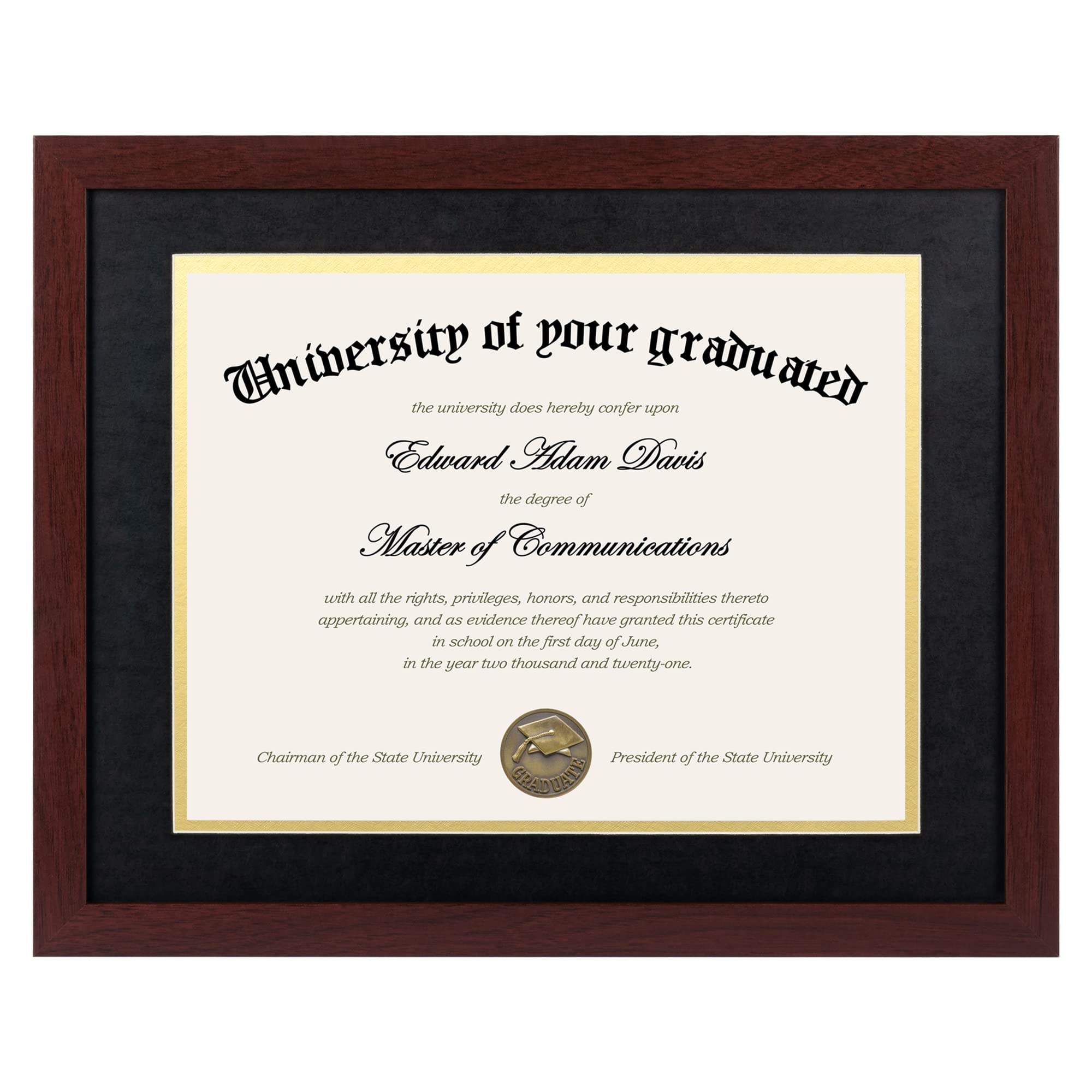 upsimples Diploma Frame with HD Glass, 11x14 Mahogany, 1 Pack