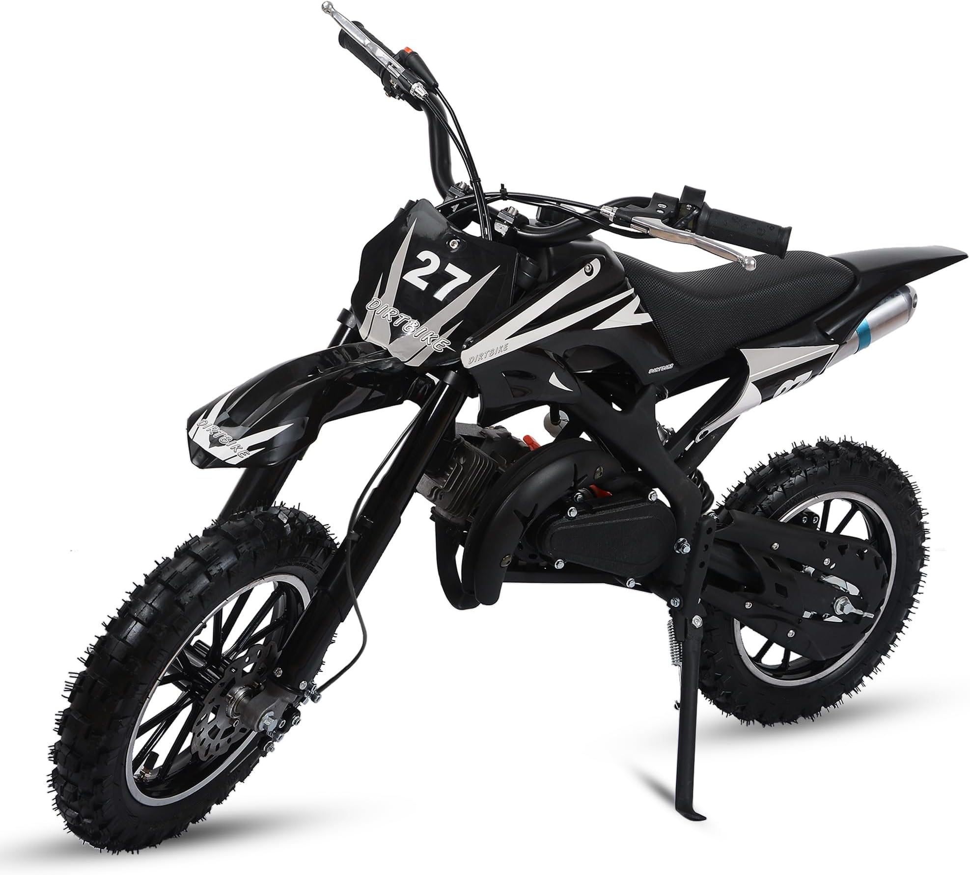 49cc Gas Dirt Bike - 2 Stroke Motorcycle with Off-Road Tires, Dual Disc Brakes & Shock Absorbers - Beginner Motocross Bike with Comfort Seat Cushion for Youth Riders