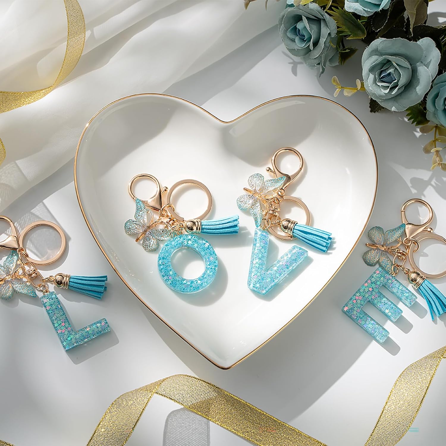 Key Fob Letter Keyring Girls Initial Letter Key Pendant for Women Ladies