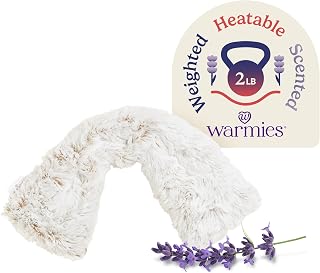Microwavable Neck & Shoulder Wrap - Heating & Cooling Plush Pad for Calming Relaxation - Weighted & Heated Neck Warmer with Scented Lavender - Microwave Heat Pad for Aches & Pain – Brown