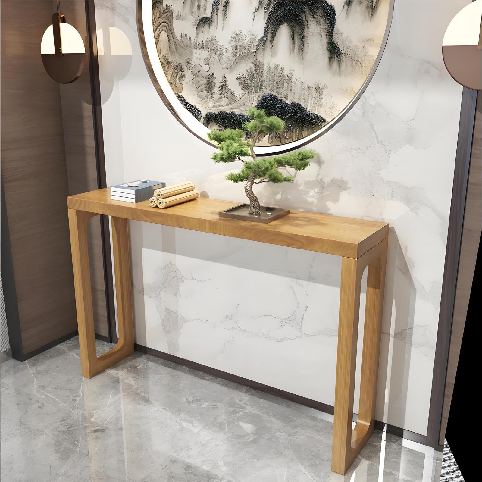 Sdcgb Natural Plank+Beam Solid Wood Console Table, Rustic Farmhouse Couch Sofa Table Narrow Long Entryway Table For Hallway, Behind The Couch, Living Room, Foyer(31 Lnch, )
